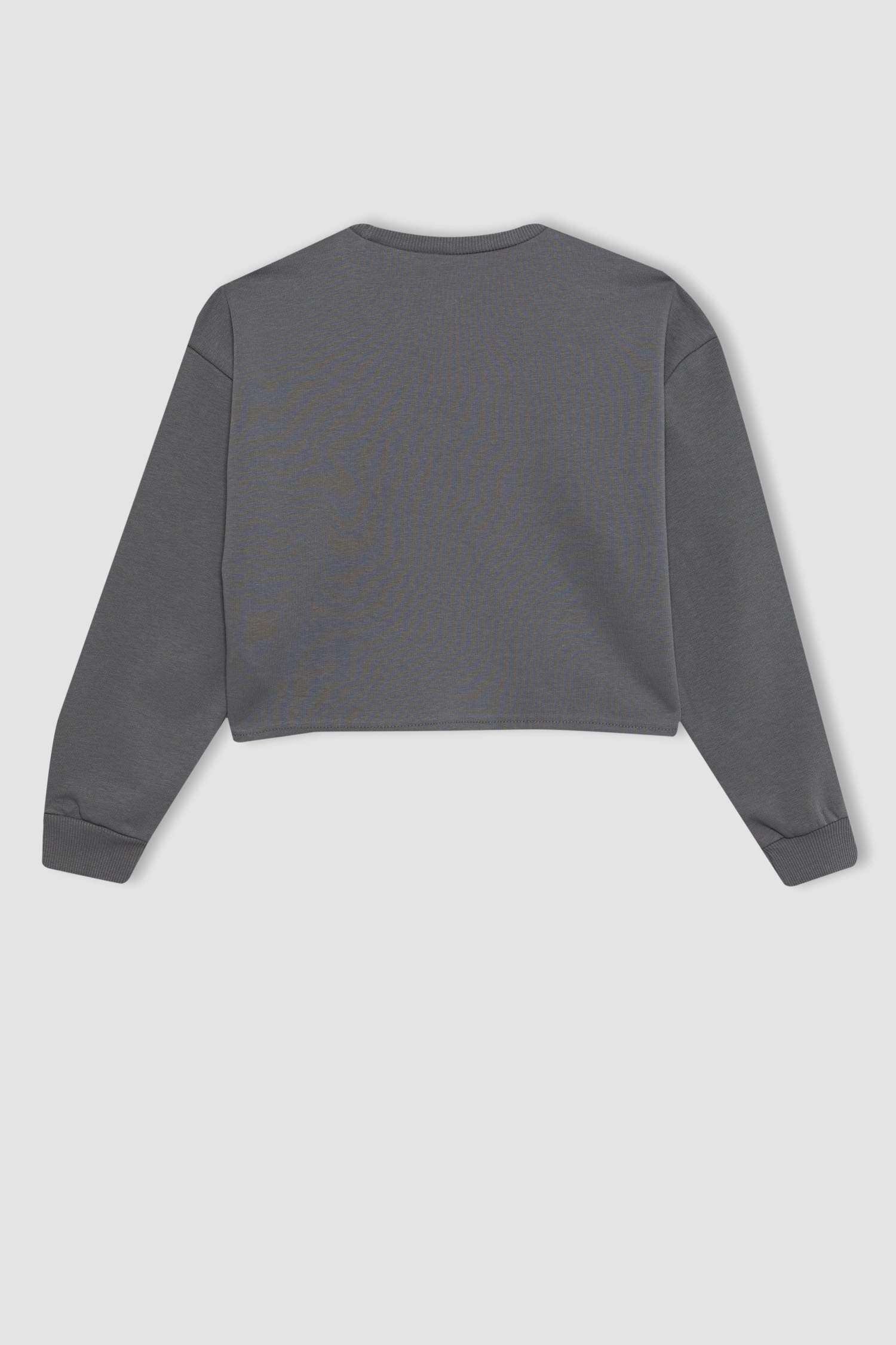 Kız Çocuk 2'li Takım Baskılı Crop Bisiklet Yaka  Sweatshirt Askılı Atlet