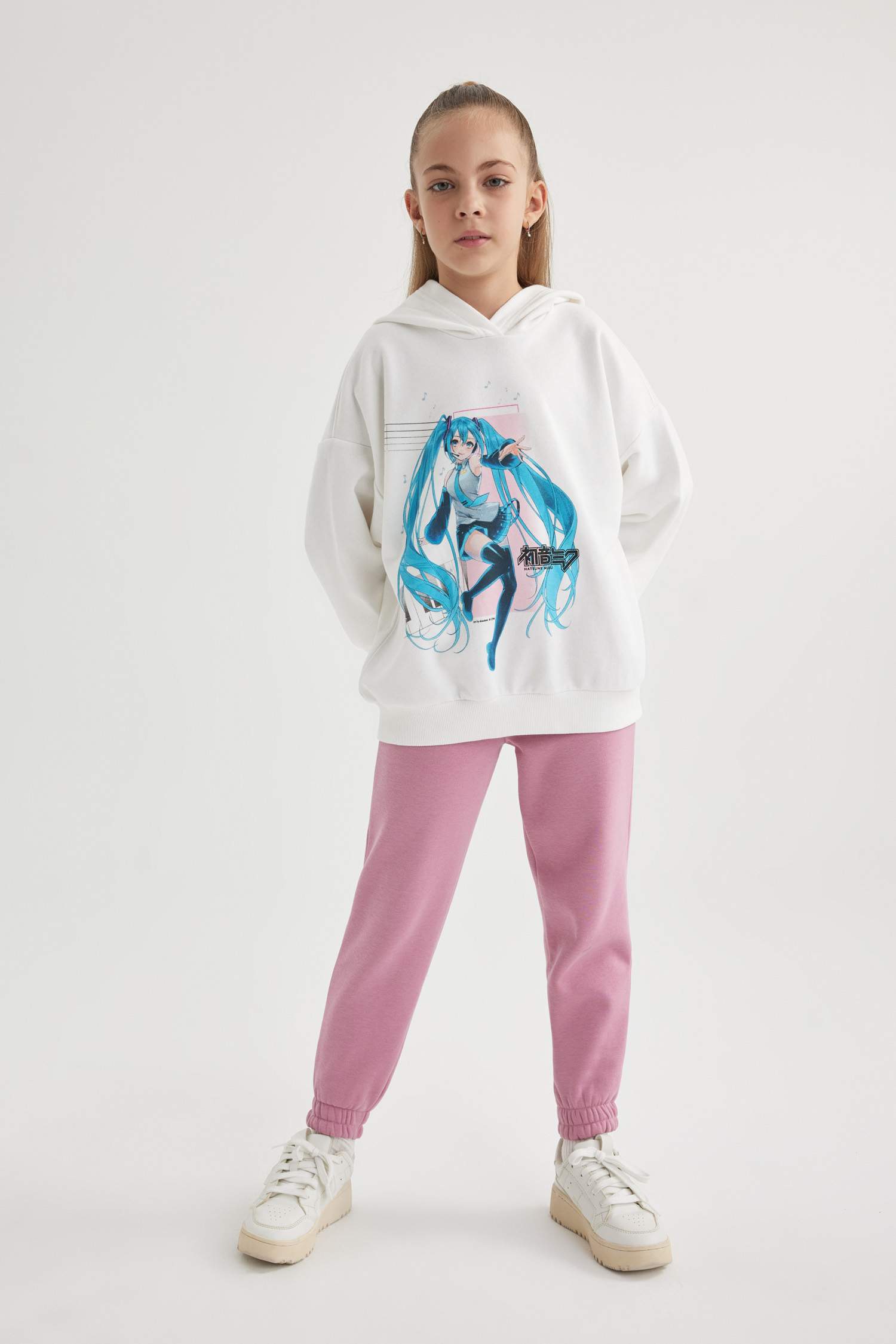 Ekru Kız Çocuk - Genç Kız Kız Çocuk Hatsune Miku Oversize Geniş