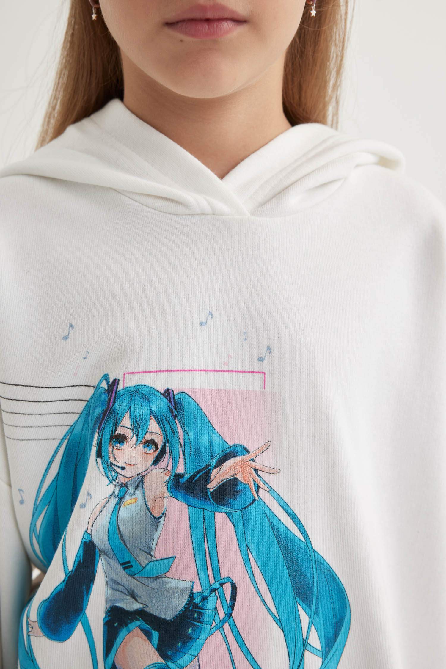Ekru Kız Çocuk - Genç Kız Kız Çocuk Hatsune Miku Oversize Geniş