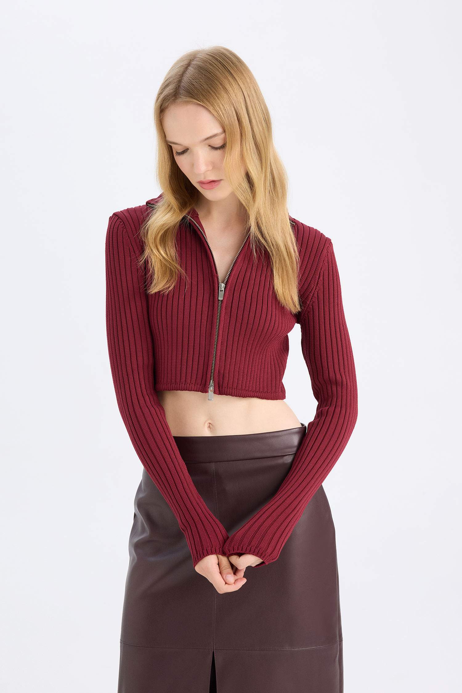 Coool Yarım Balıkçı Yaka Fermuarlı Triko Hırka