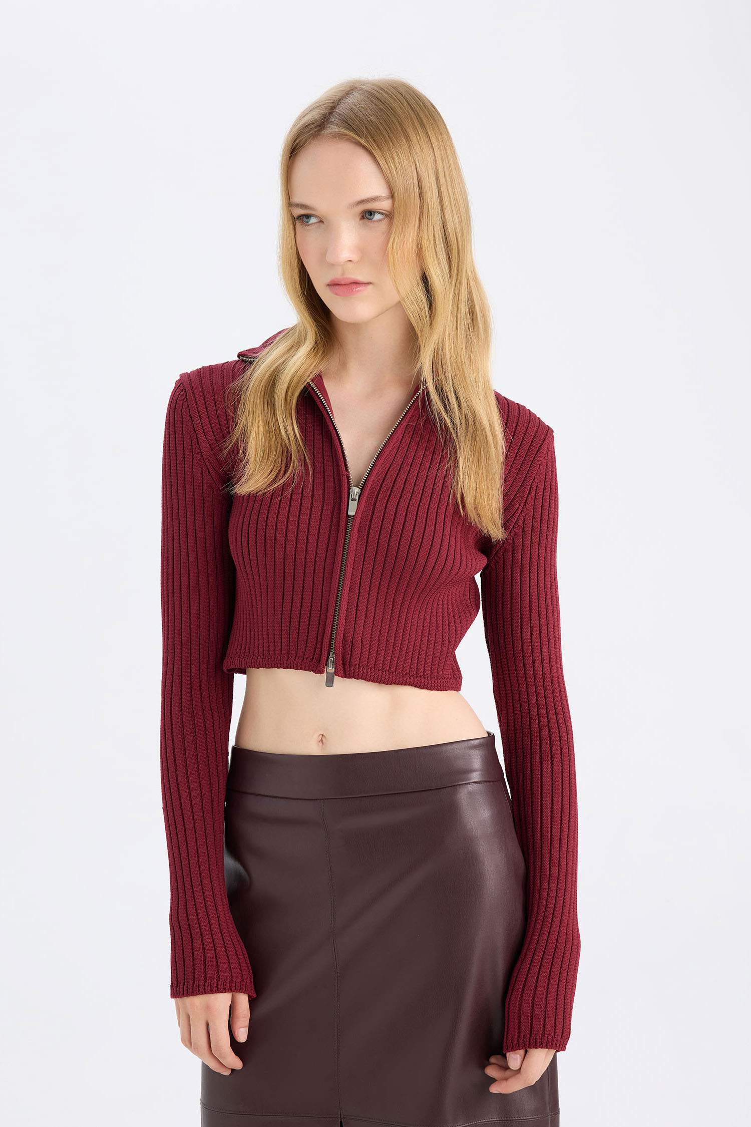 Coool Yarım Balıkçı Yaka Fermuarlı Triko Hırka