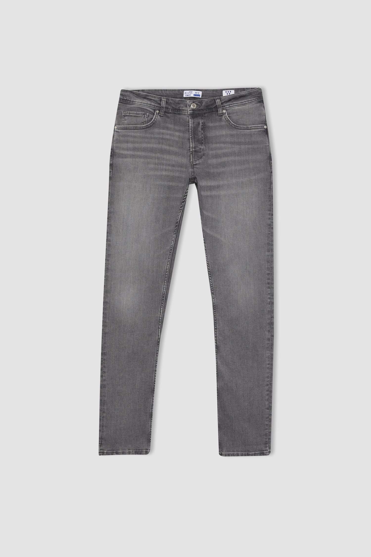 بنطلون جينز بيدرو سليم فيت بخصر عادي رمادي
