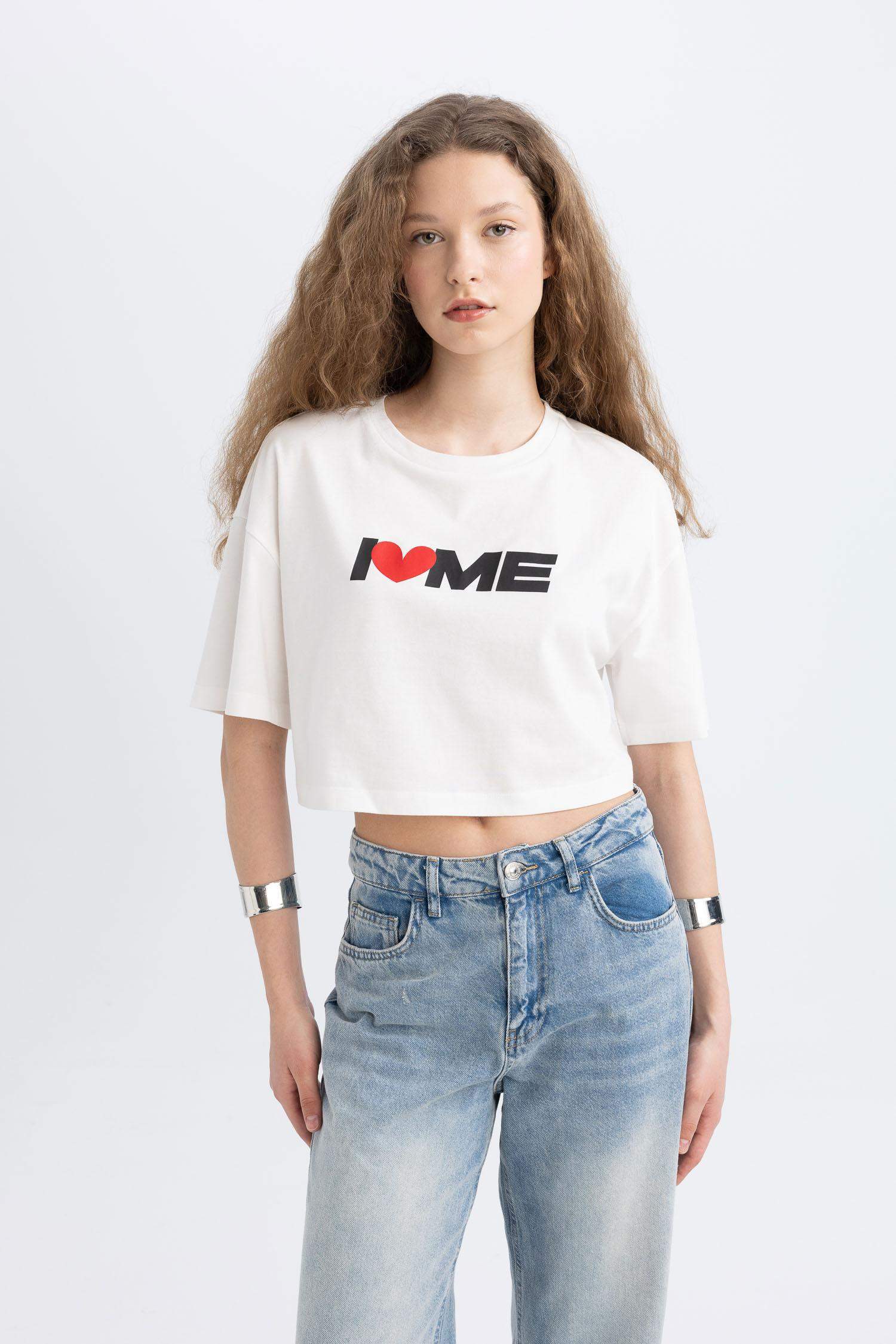 T-Shirt Oversize À Manches Courtes Col Ras Du Cou