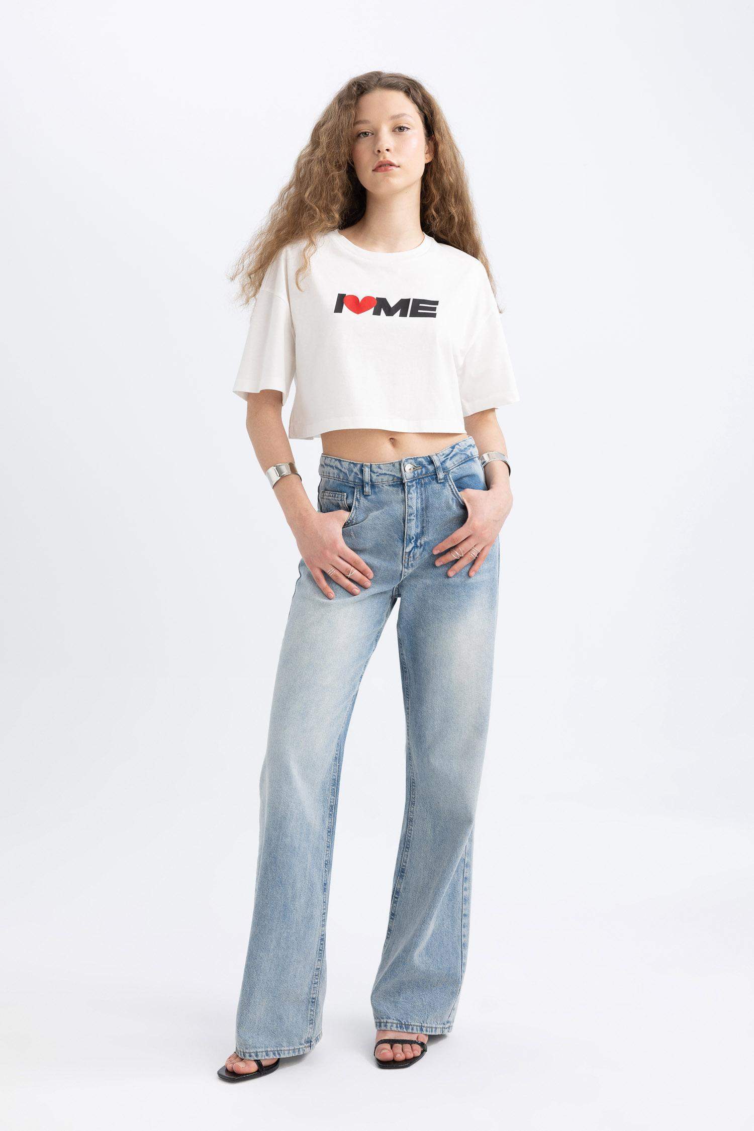 T-Shirt Oversize À Manches Courtes Col Ras Du Cou