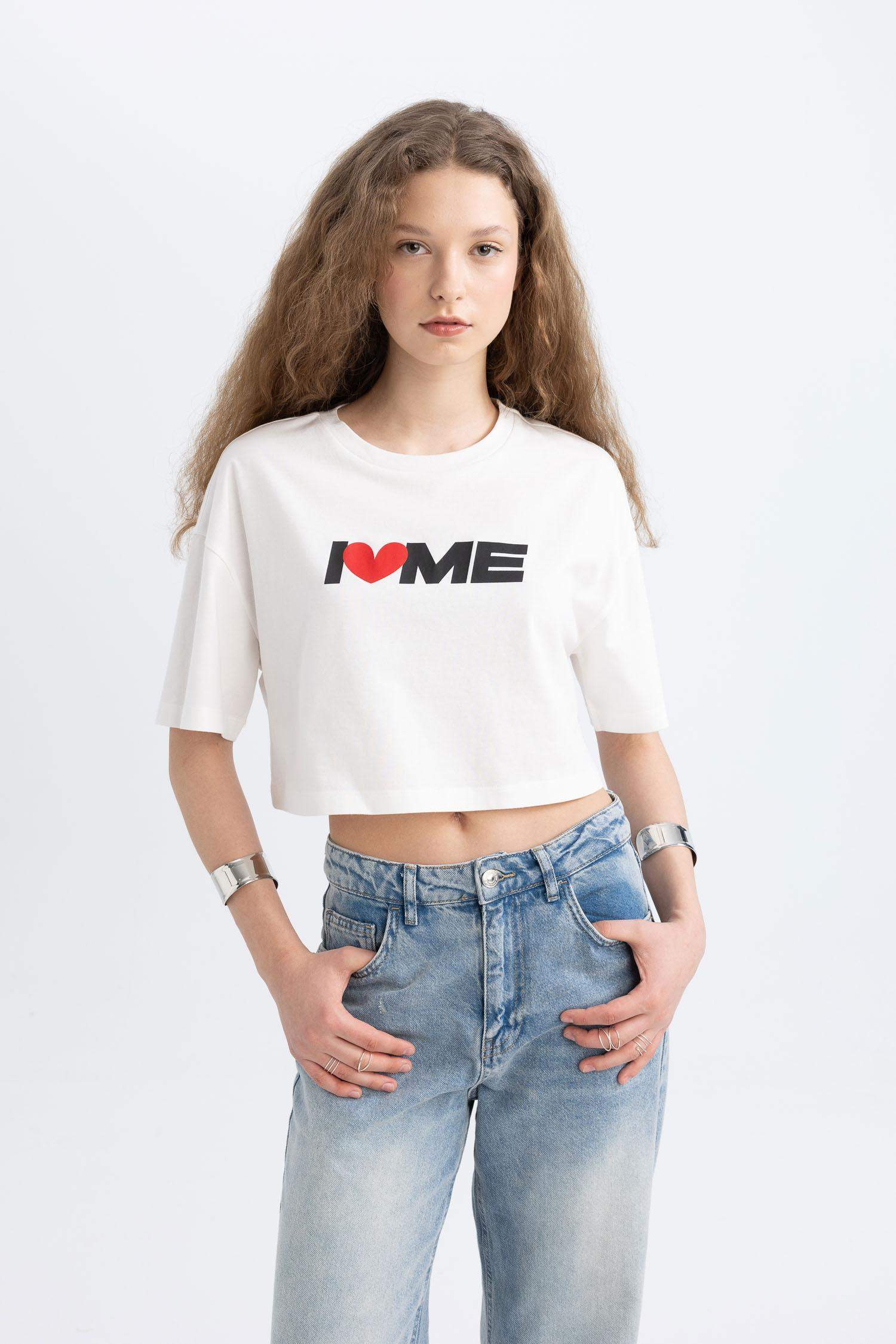 T-Shirt Oversize À Manches Courtes Col Ras Du Cou