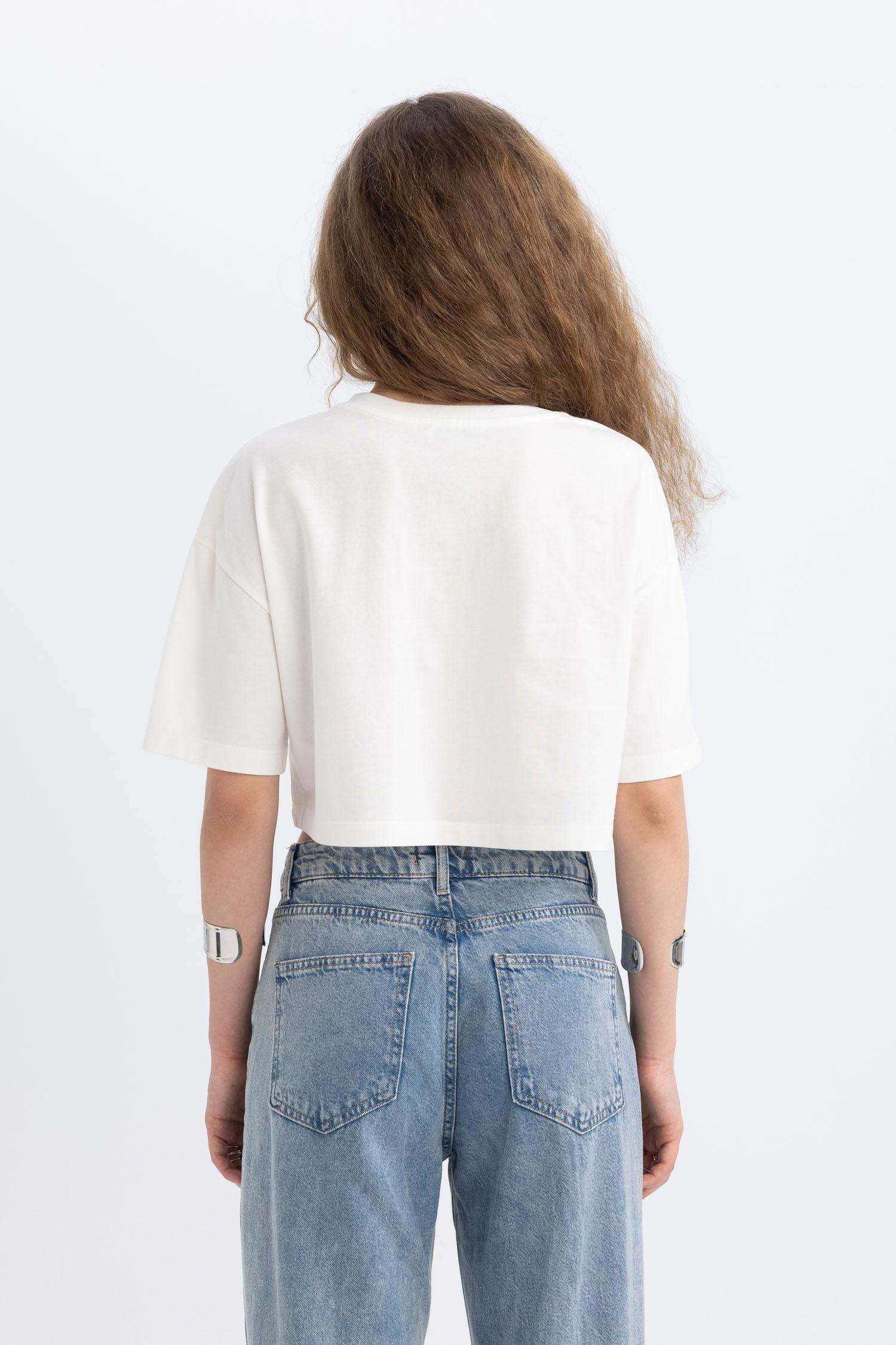 T-Shirt Oversize À Manches Courtes Col Ras Du Cou