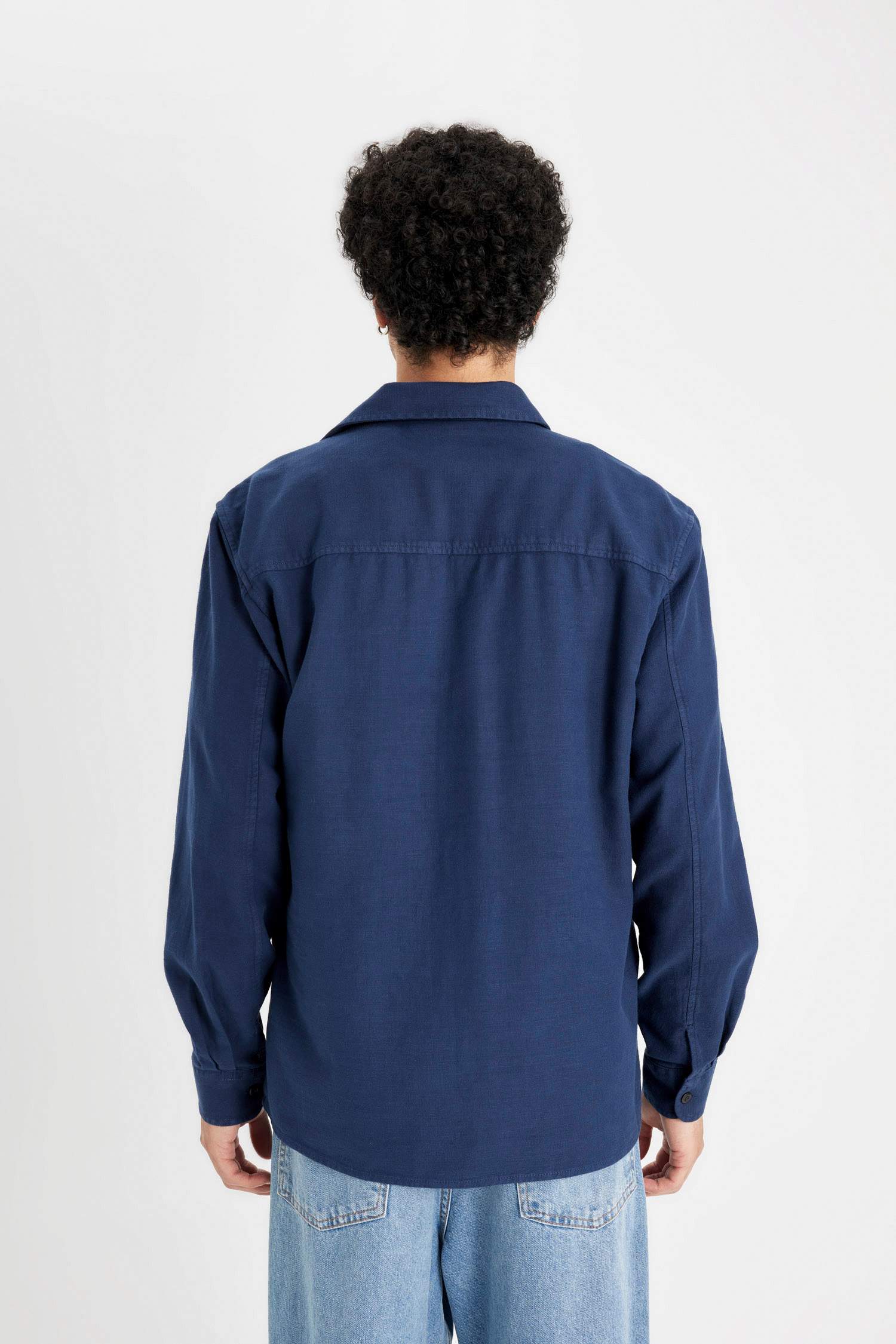 %100 Pamuk Regular Fit Polo Yaka Basic Düz Uzun Kollu Gömlek