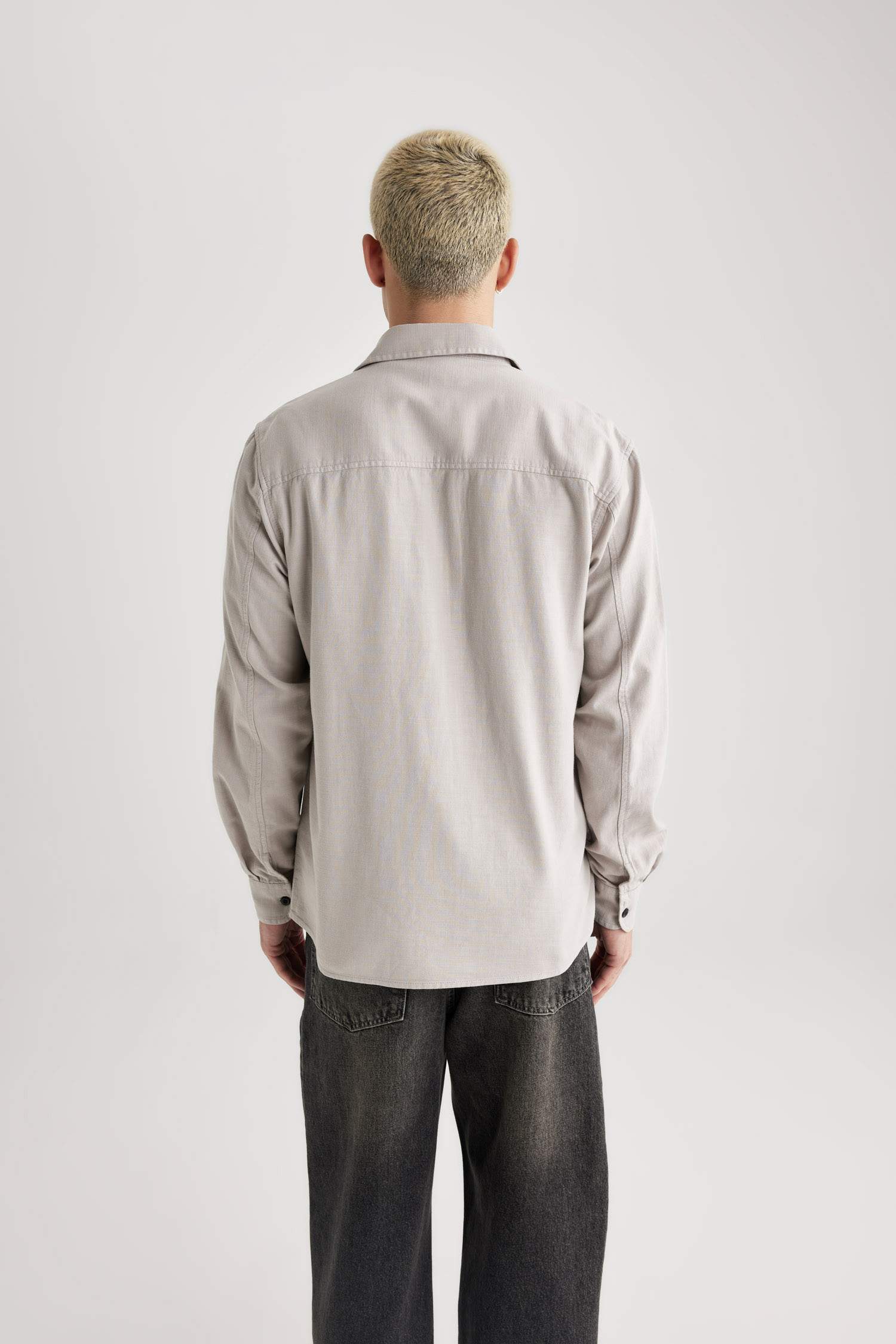 %100 Pamuk Regular Fit Polo Yaka Basic Düz Pamuklu Uzun Kollu Gömlek