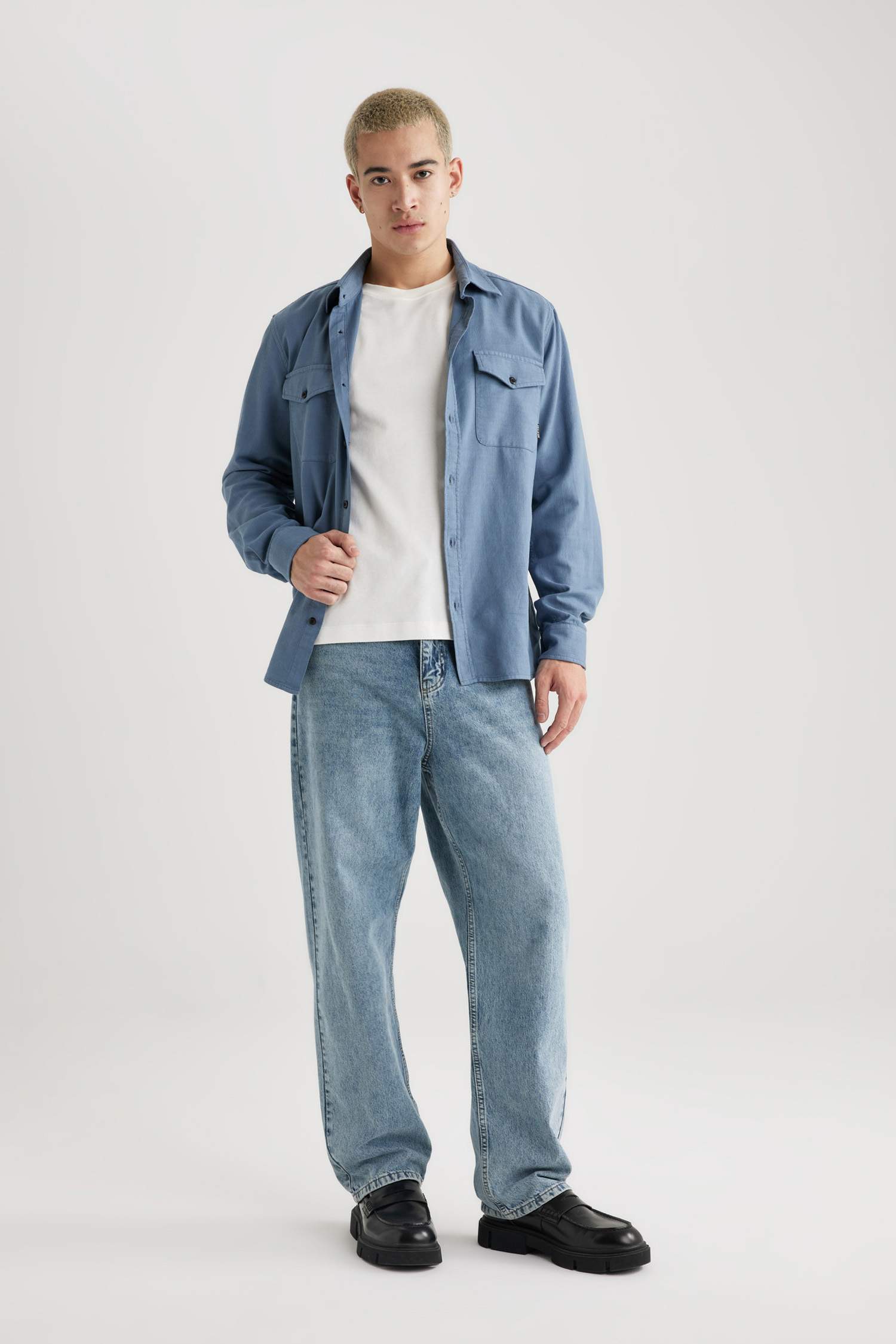 قميص ردن طويل قطن قصة عادية