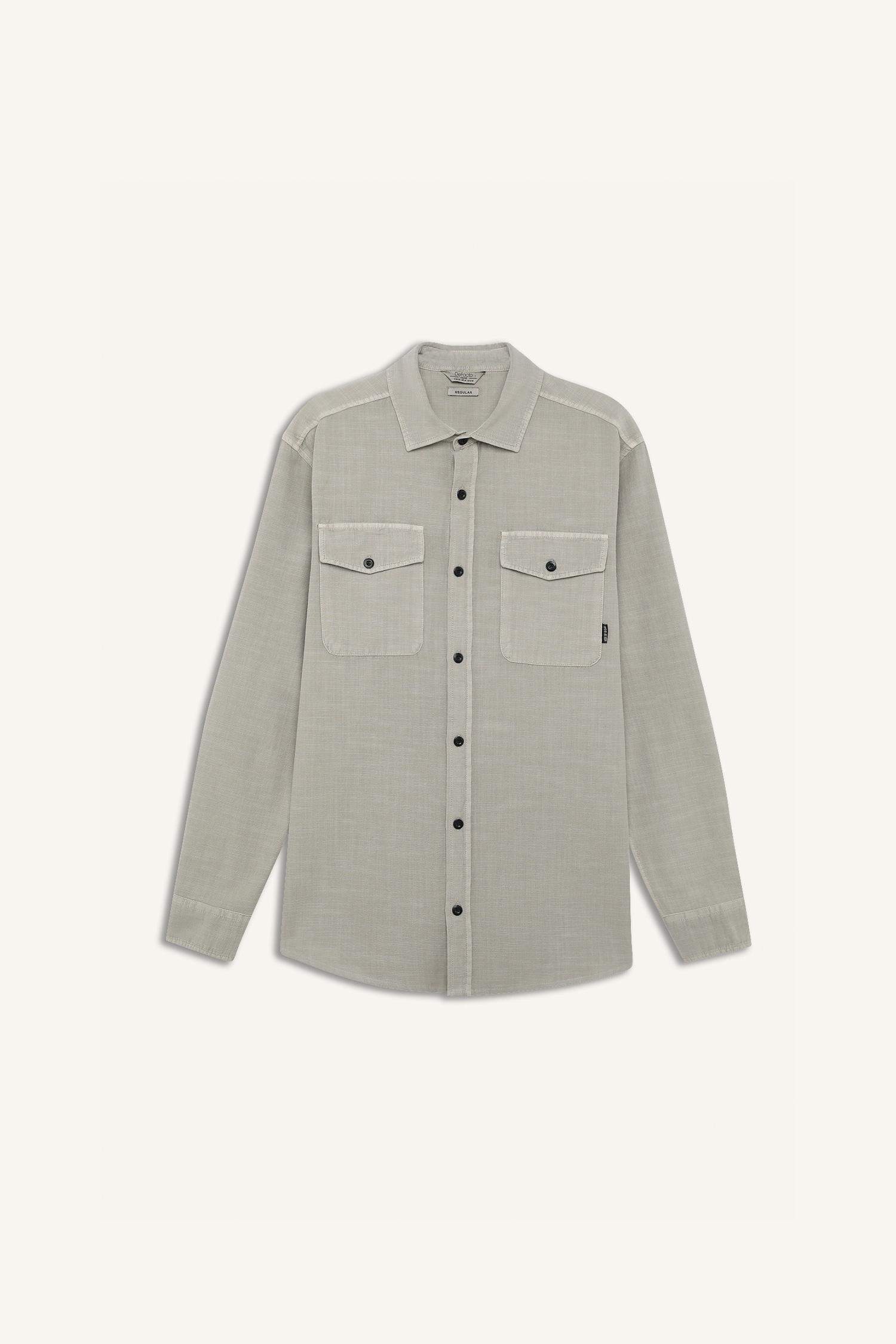 Chemise en coton à manches longues et coupe régulière