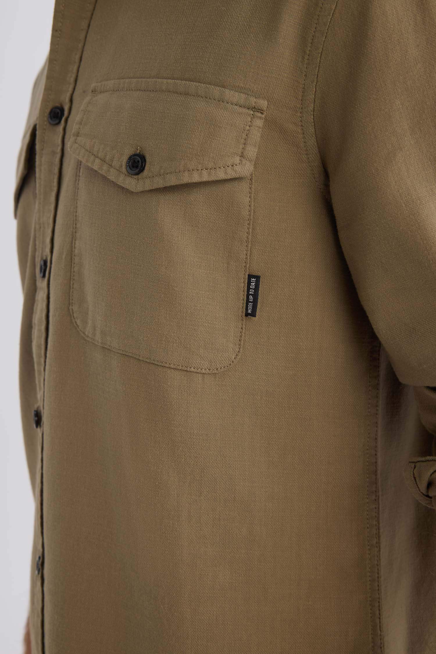 قميص ردن طويل قطن بقصة عادية