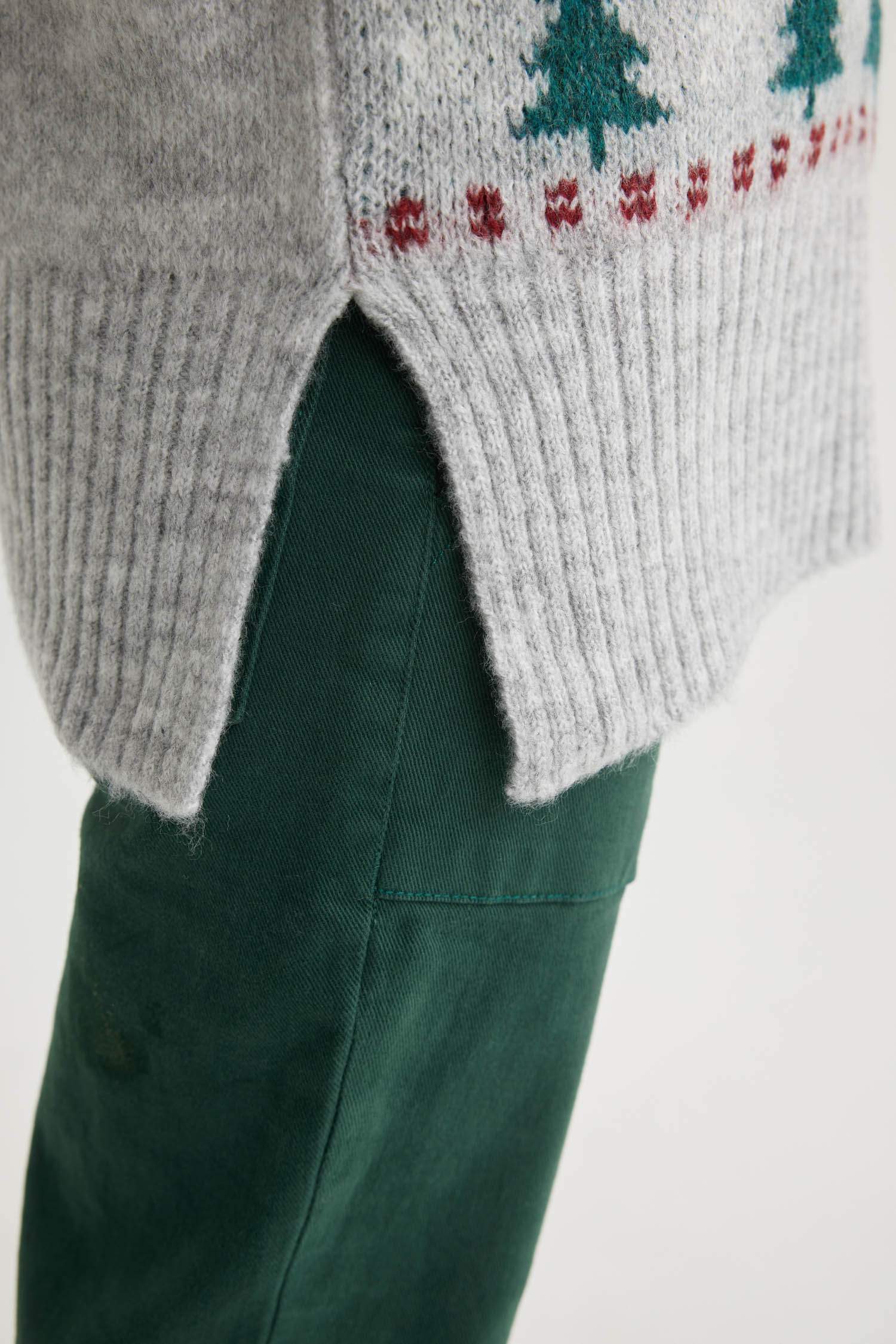 Kız Çocuk Yılbaşı Temalı Bisiklet Yaka Triko Kazak