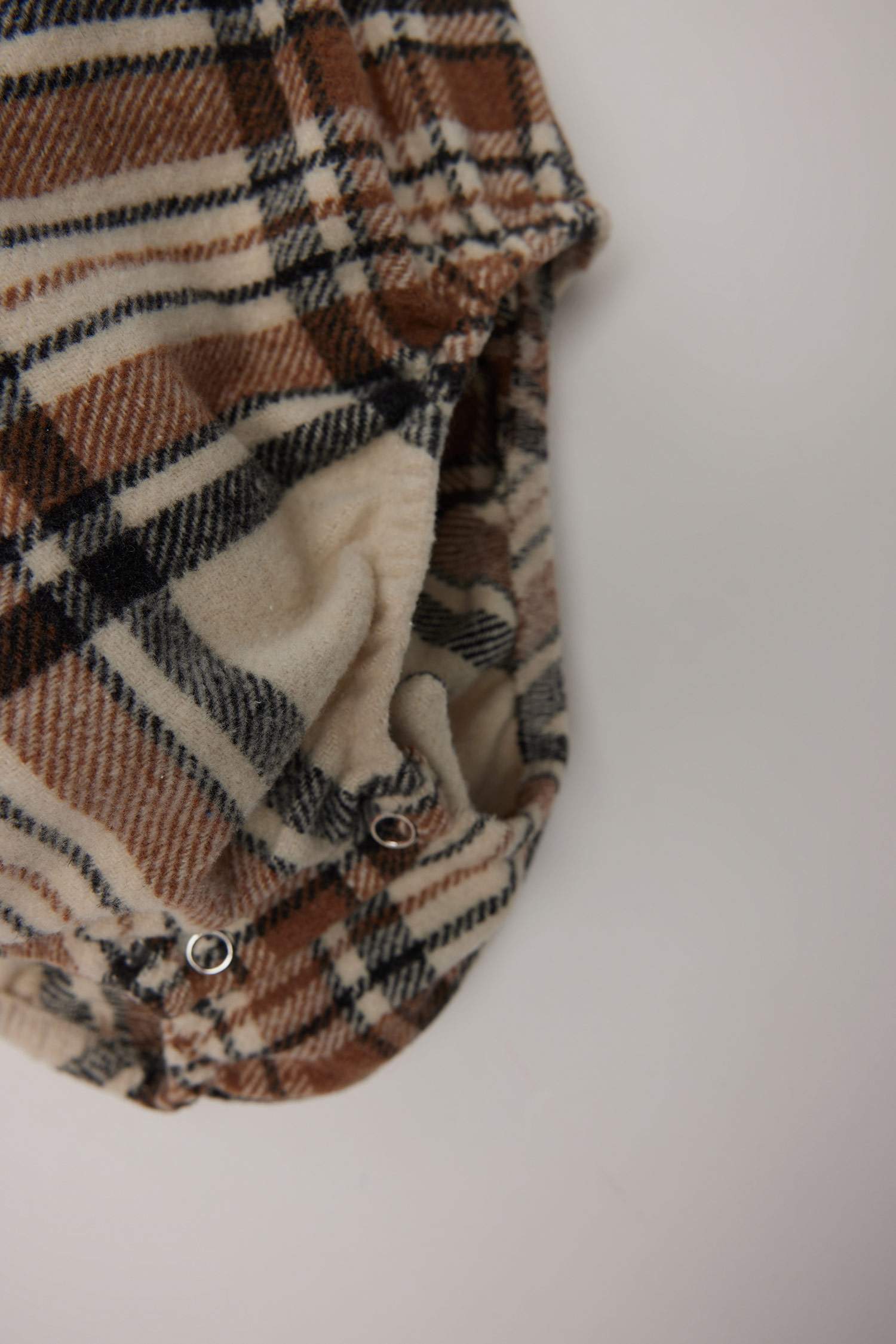 Erkek Bebek Yenidoğan Gömlek Yaka Kareli Flanel Uzun Kollu Çıtçıtlı Body