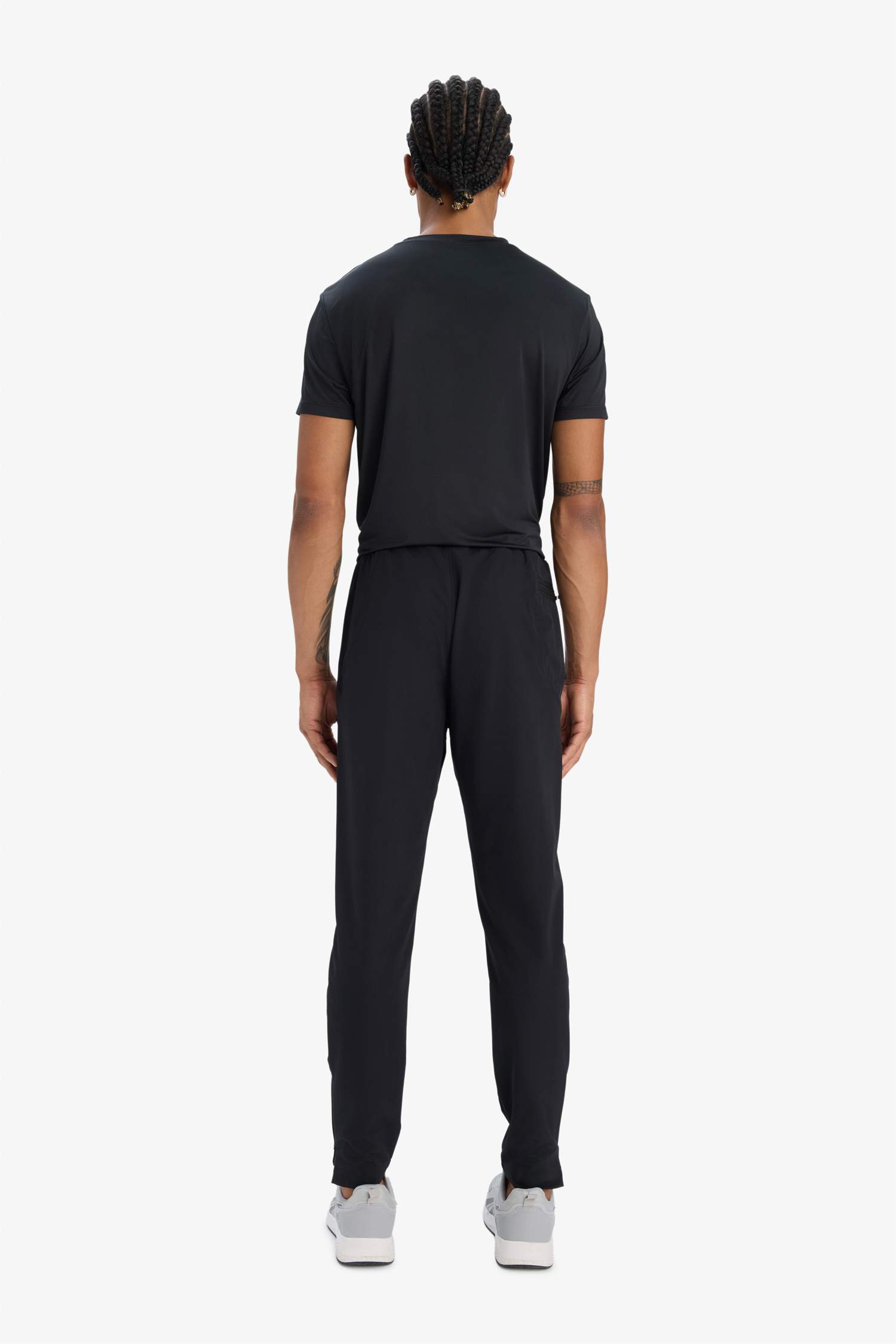 Esnek Kumaş Sporcu Jogger Eşofman Altı Slim Fit Dar Kesim Dokuma Üç Cepli Fermuarlı Paça