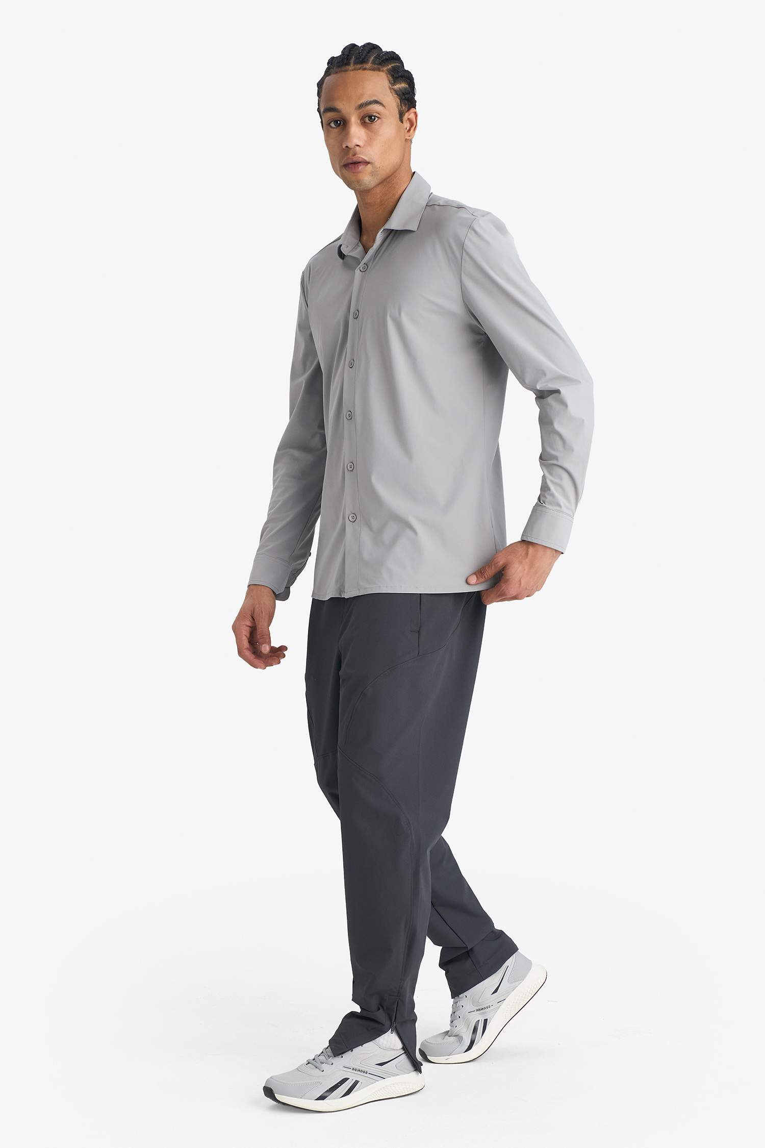 Slim Fit Dar Kesim Çift Cepli Fermuarlı Paça Dokuma Jogger