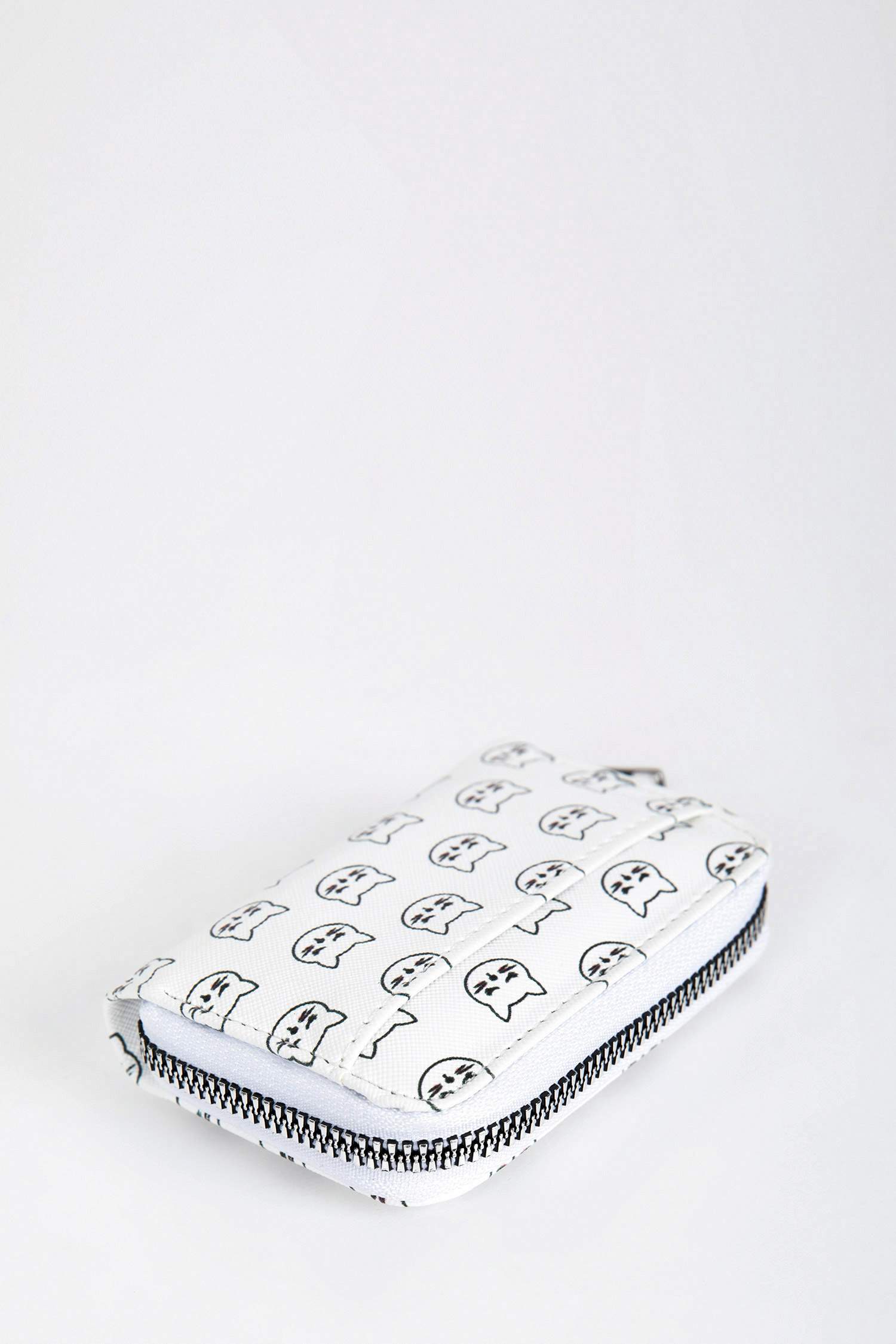 Kadın Kedi Desenli Suni Deri Cüzdan