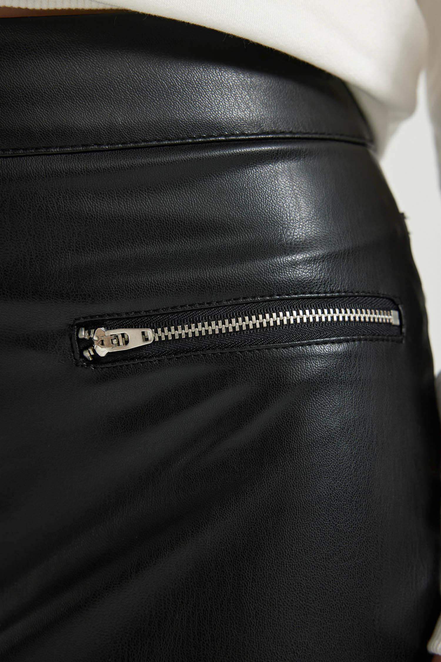 Coool A Kesim Suni Deri Mini Etek