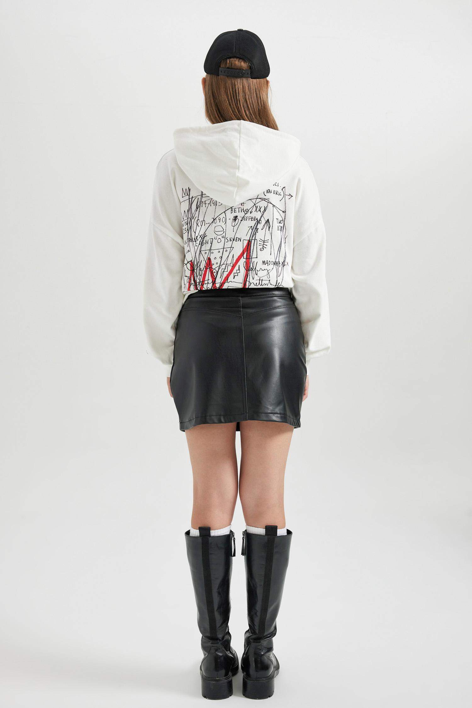 Coool A Kesim Suni Deri Mini Etek