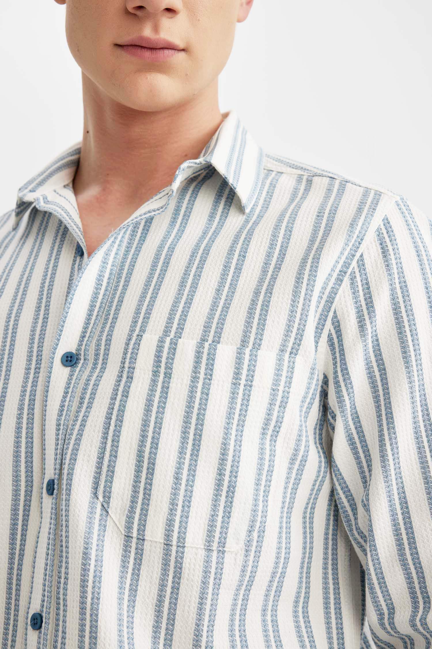 Regular Fit Cotton Striped Long Sleeve Shirt