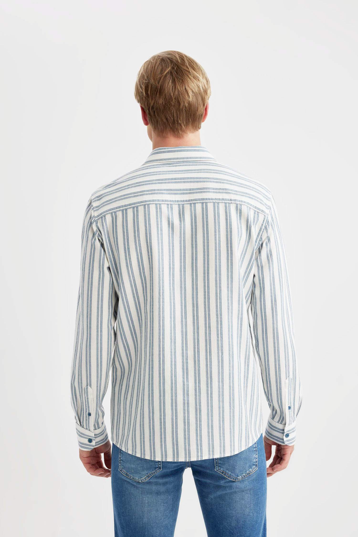 Regular Fit Cotton Striped Long Sleeve Shirt