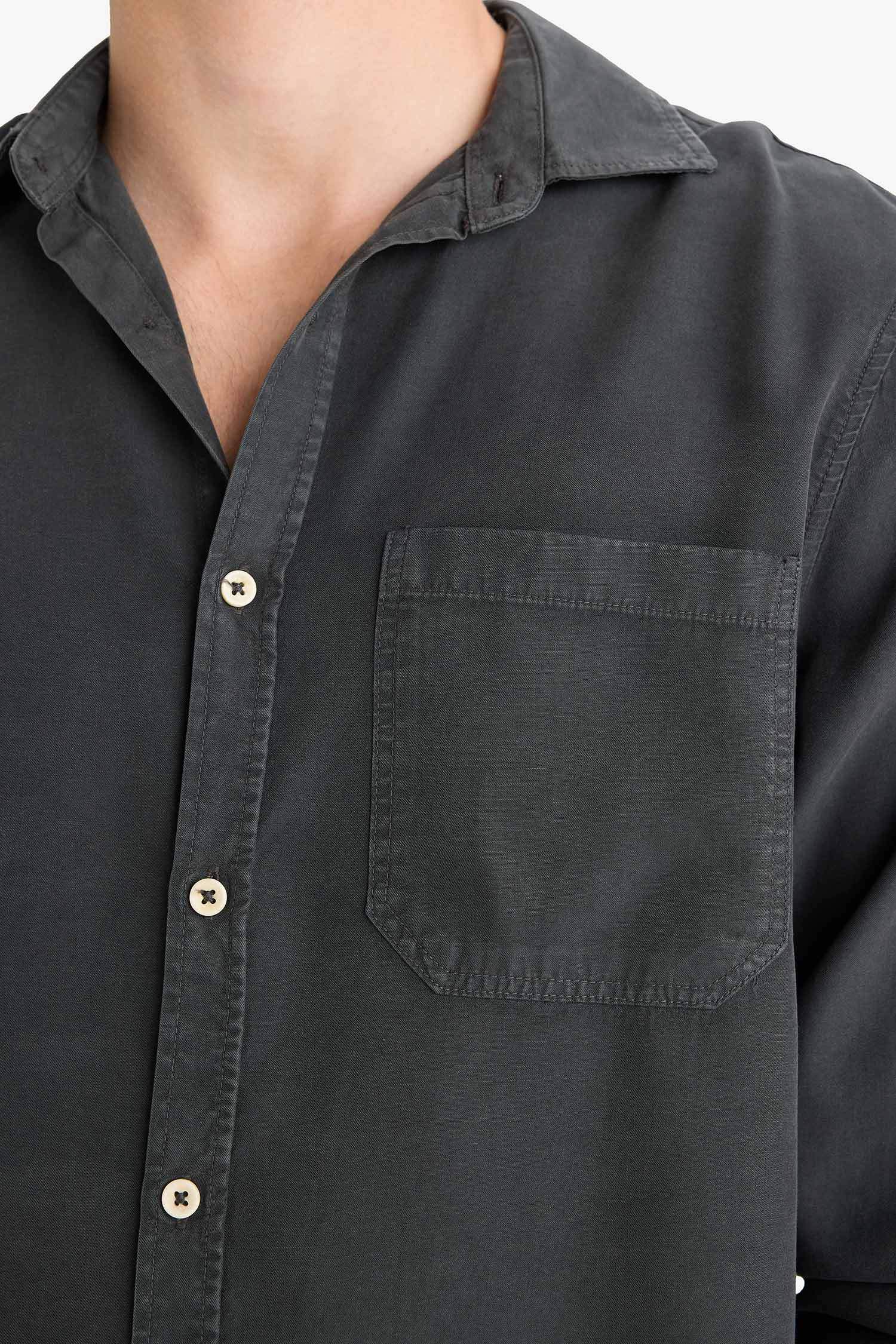 Regular Fit Basic Tencel Long Sleeve Shirt