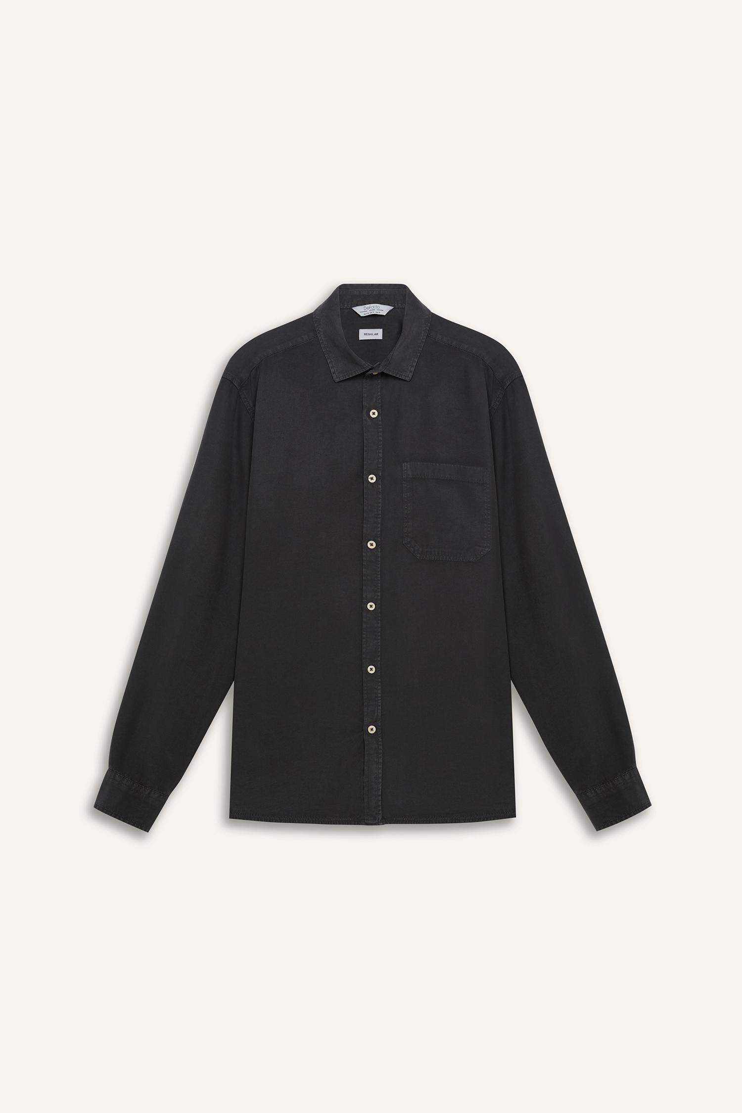 Regular Fit Basic Tencel Long Sleeve Shirt