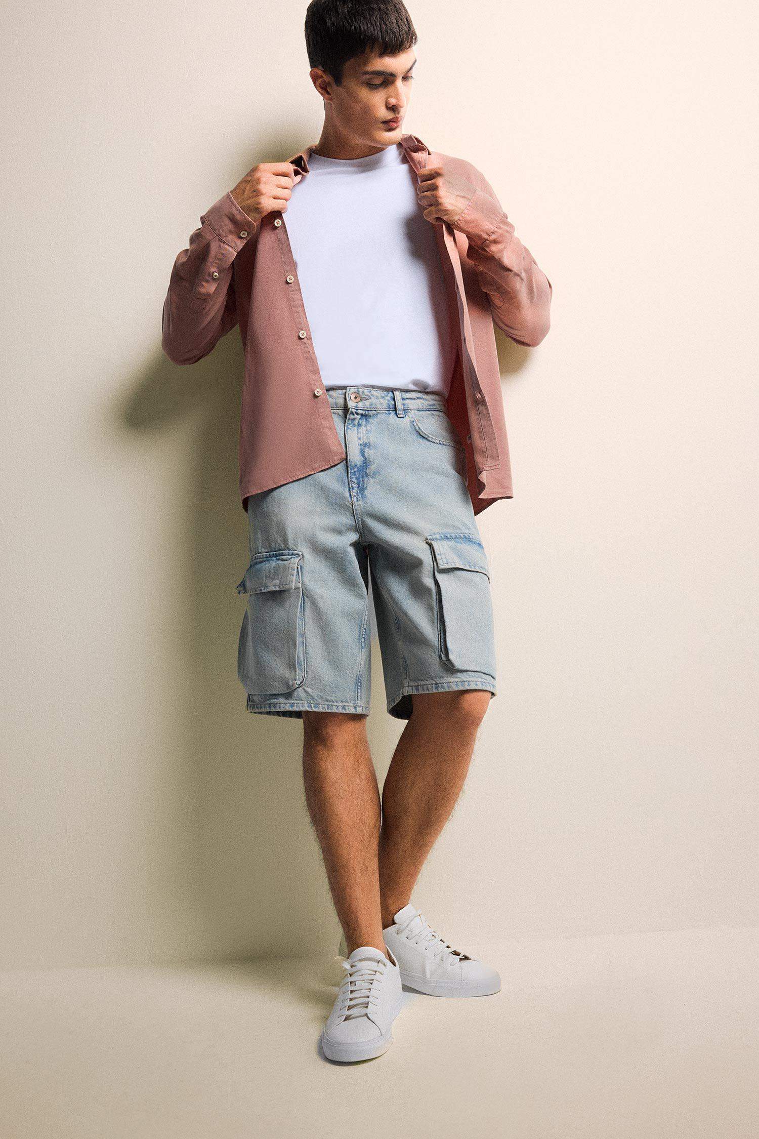 Regular Fit Basic Düz Tensel Uzun Kollu Gömlek