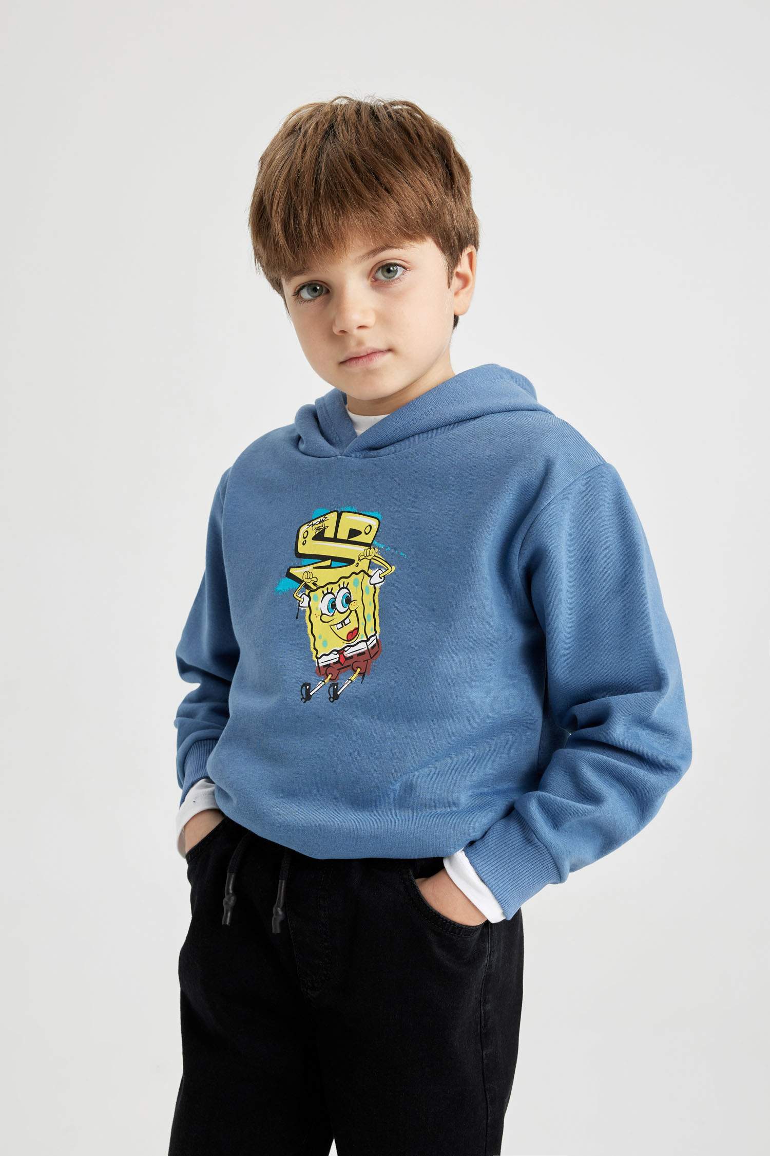 Boy SpongeBob Crew Neck Thick Sweatshirt