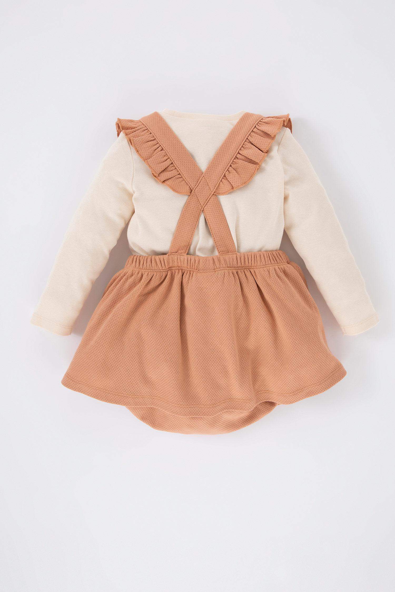 Ensemble T-Shirt à Manches Longues Et Salopette Et Collants Pour Fille - 3 Pièces