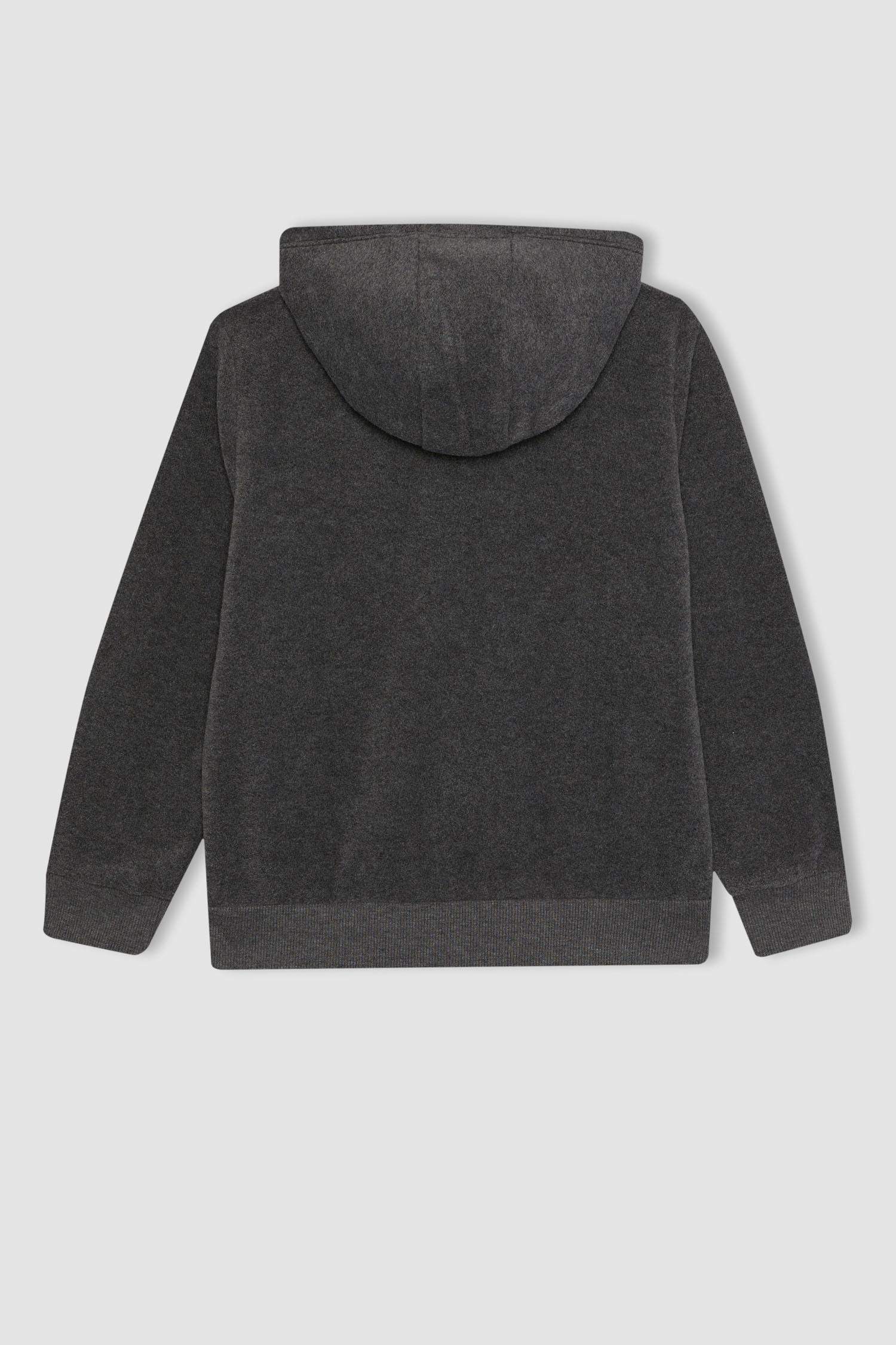 سويتر صوفي قصة عادية بغطاء للرأس