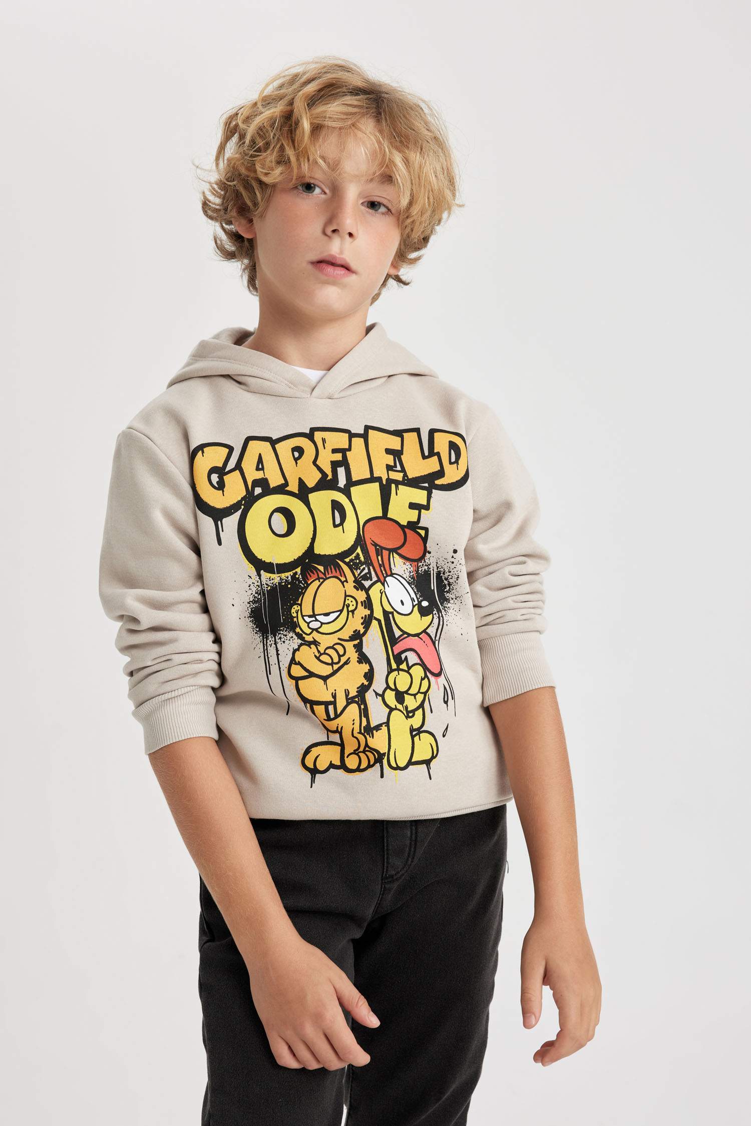 Sweat- Shirt Col Rond imprimé Garfield Pour Garçon