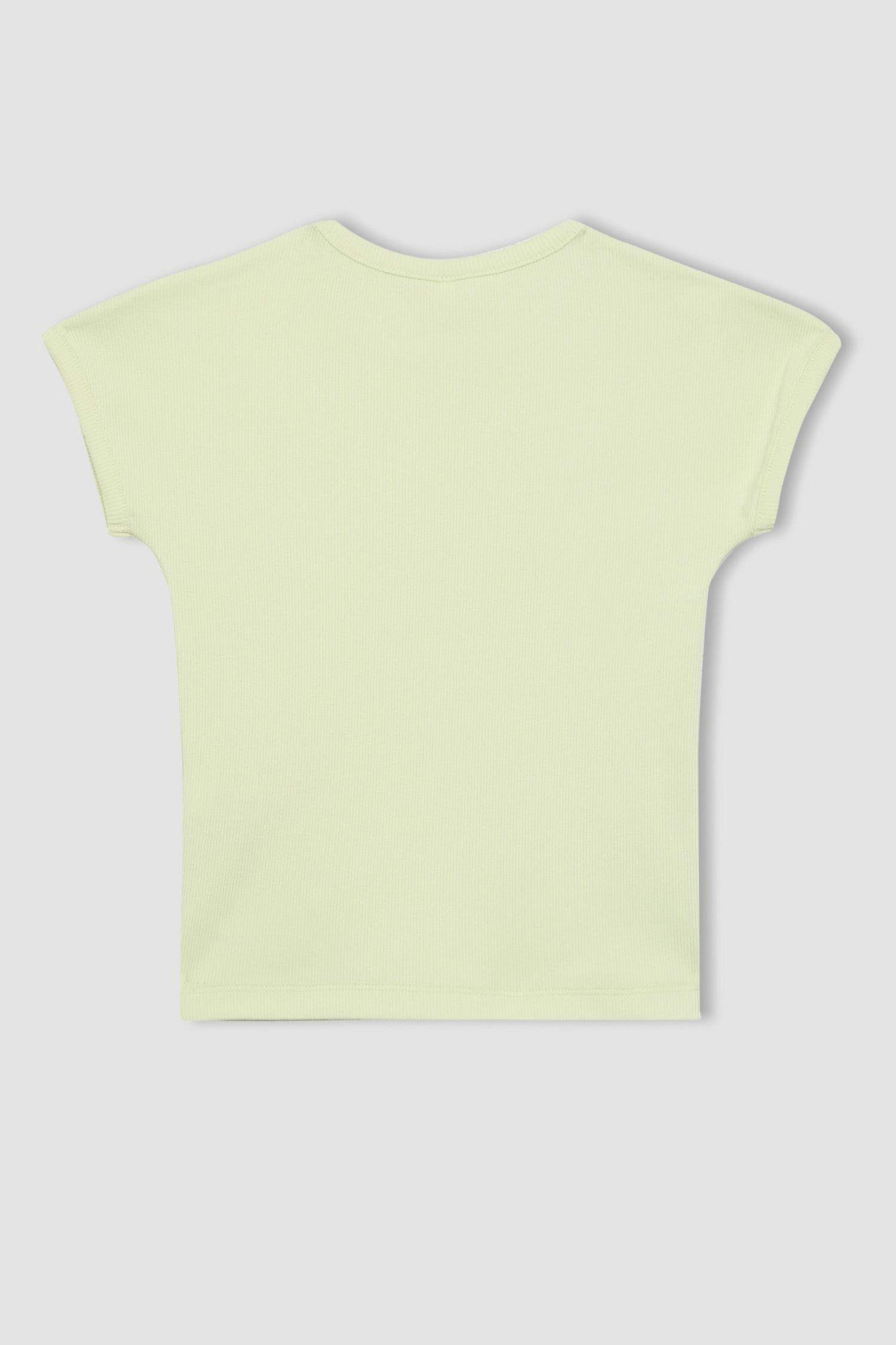 تيشيرت نص ردن بناتي مضلع سليم فيت