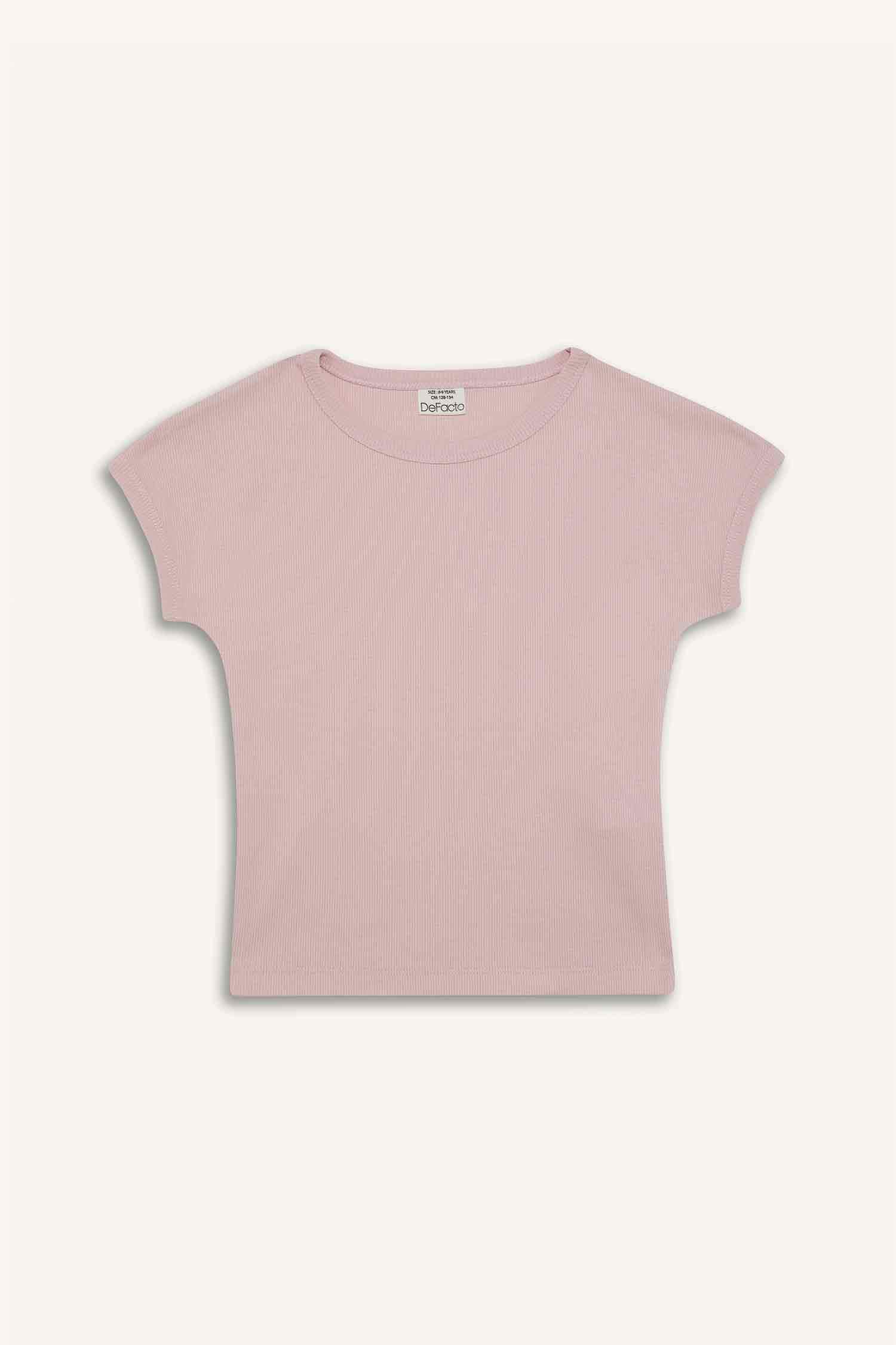 Детская футболка скинни с круглым вырезом и базового рифленого дизайна