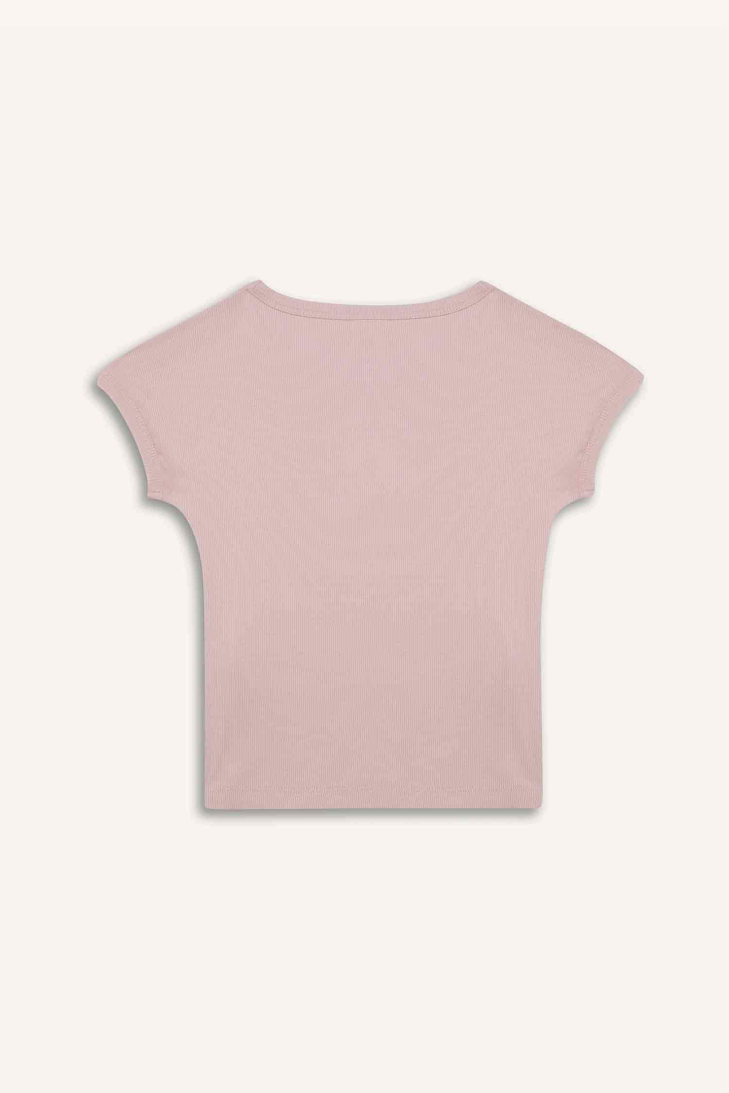 تيشيرت بناتي نص ردن مضلع بيزك سليم فيت بياخة مستديرة