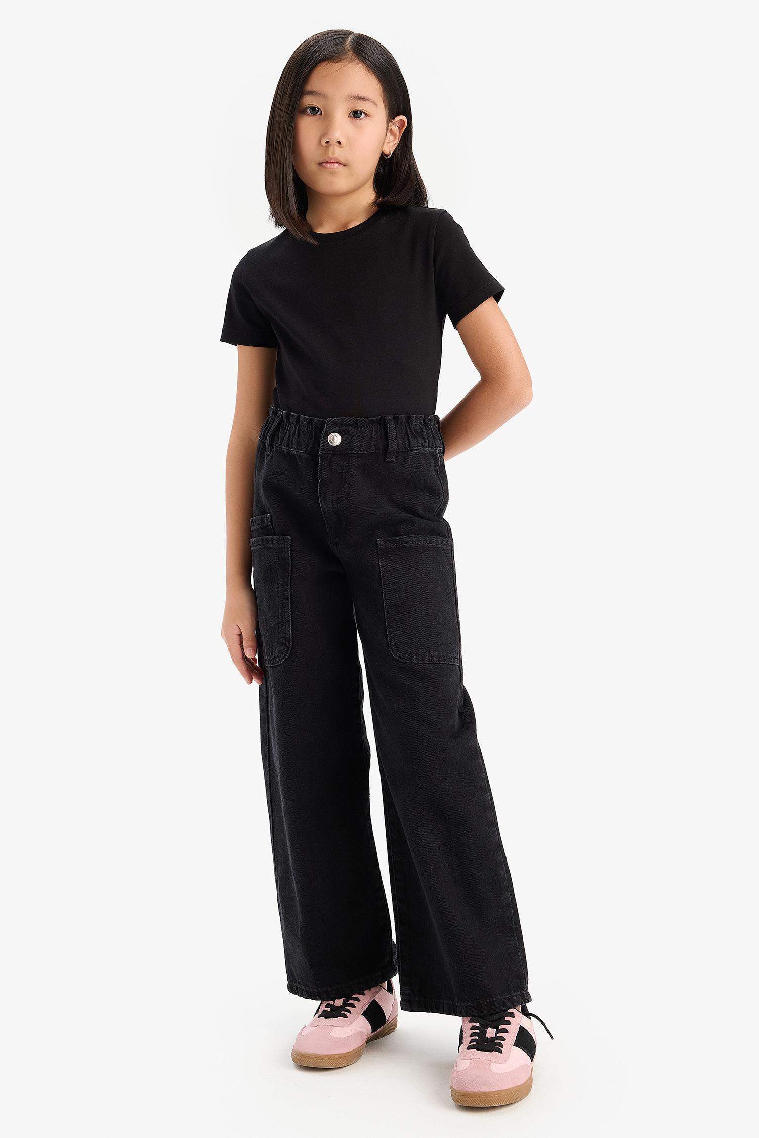 Girl Slim Fit Crew Neck Ribbed Short Sleeve T-Shirt