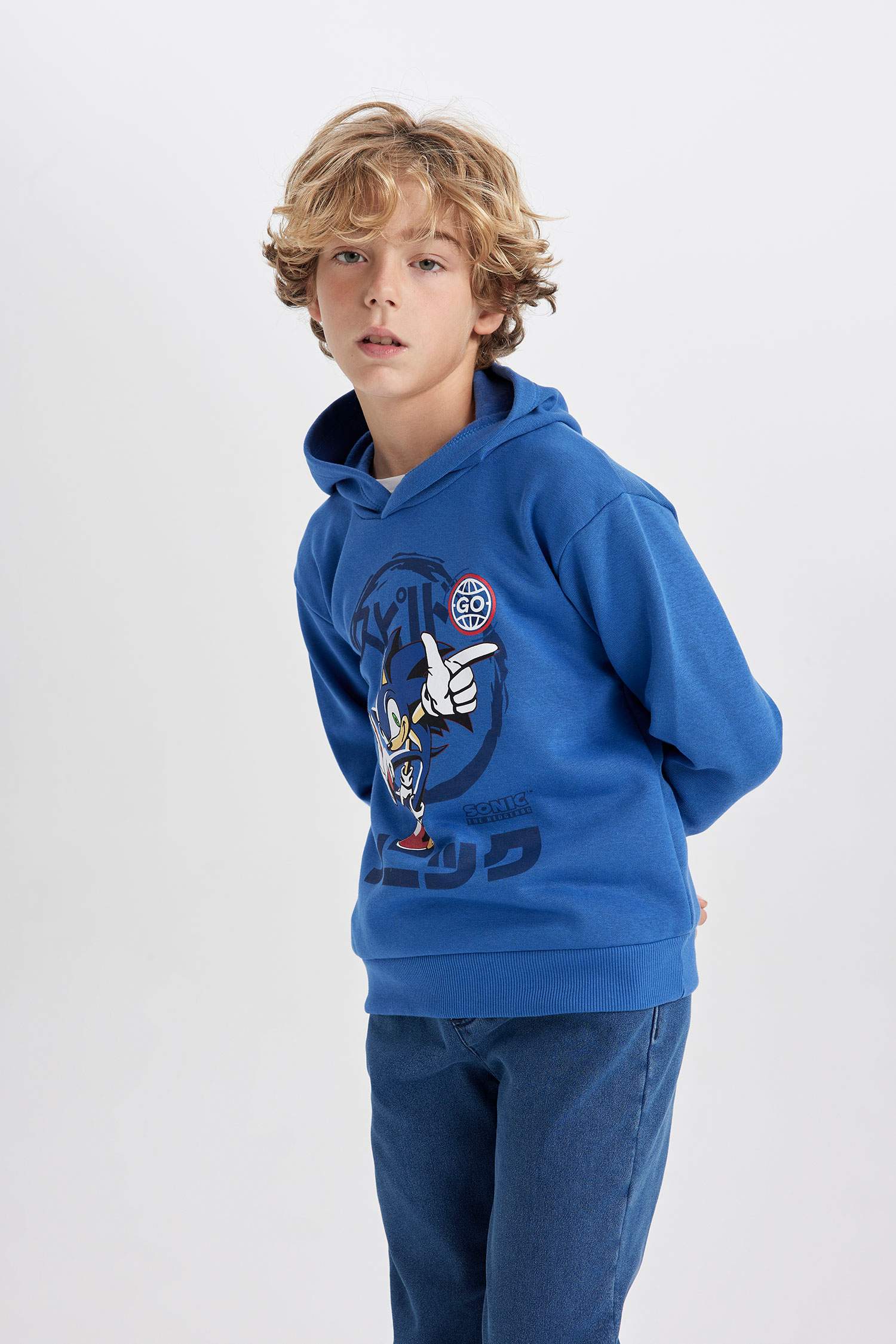 Erkek Çocuk Sonic the Hedgehog Kapüşonlu Kalın Sweatshirt