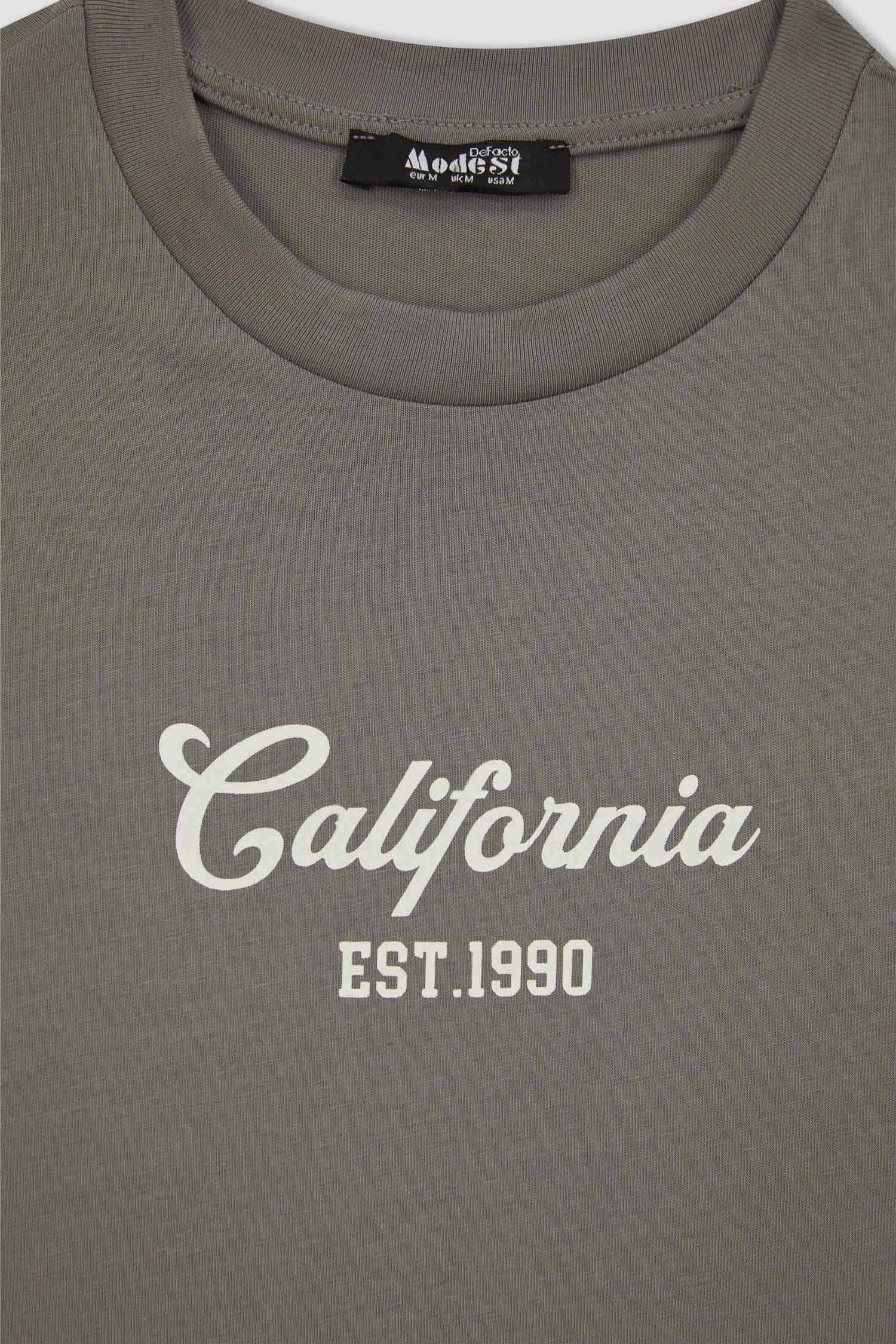 Regular Fit Crew Neck Printed Long Sleeve Tunic