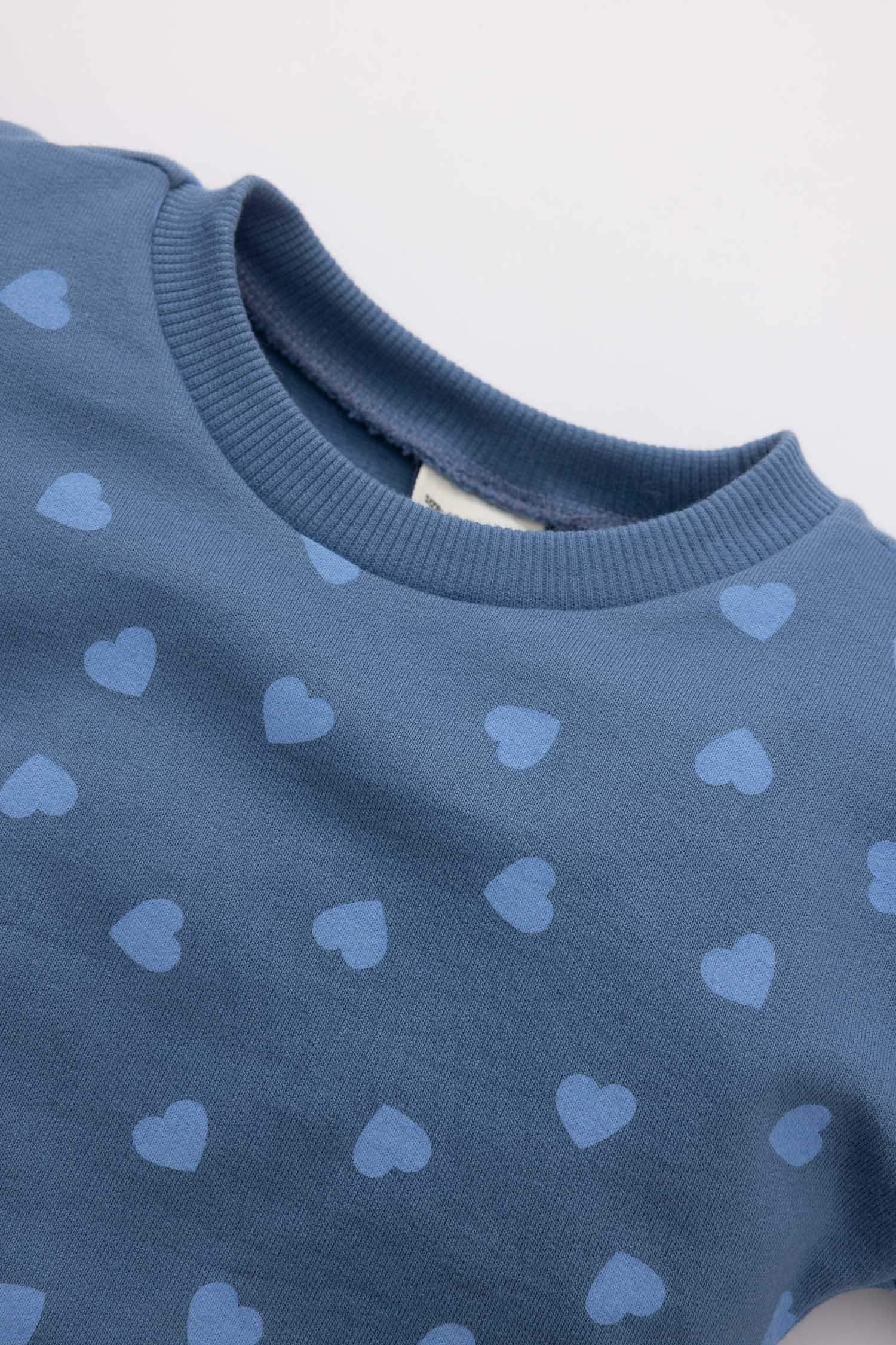 Baby Girl Heart Patterned Sweatshirt Leggings 2 Piece Set