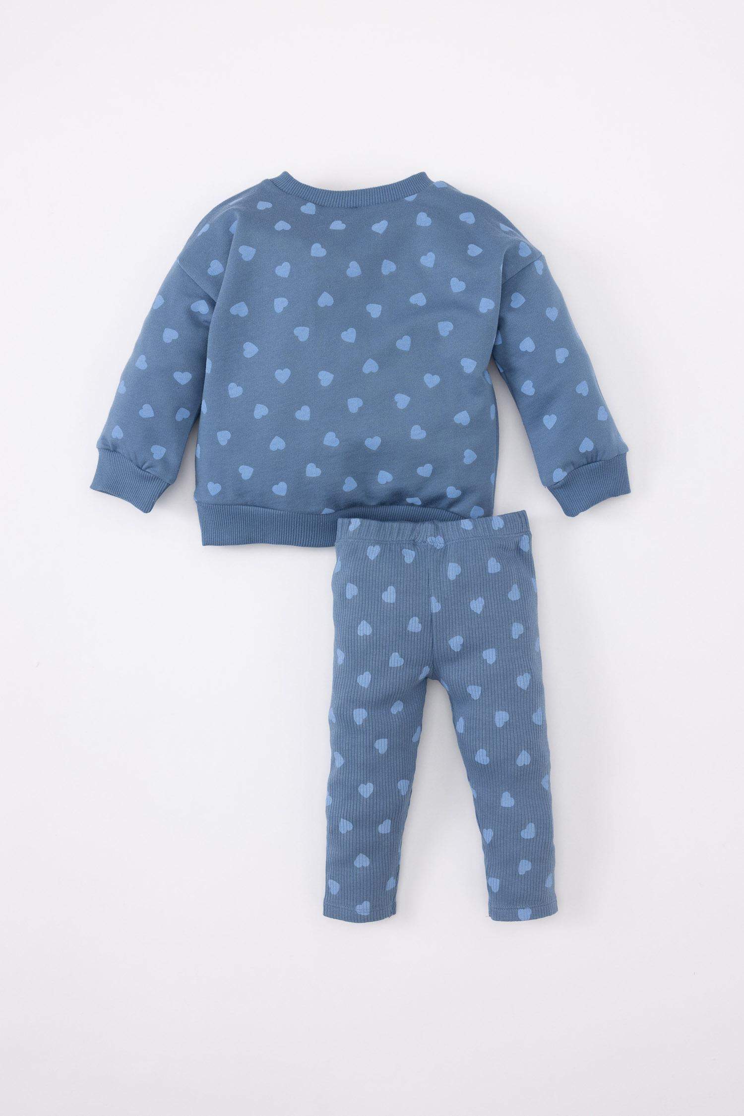 Baby Girl Heart Patterned Sweatshirt Leggings 2 Piece Set