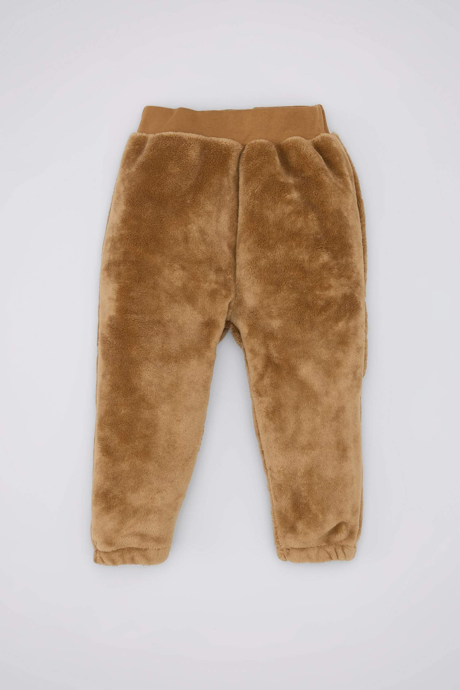 Erkek Bebek 2'li Takım Ayıcık Nakışlı Pelüş Kapüşonlu Sweatshirt Beli Lastikli Alt