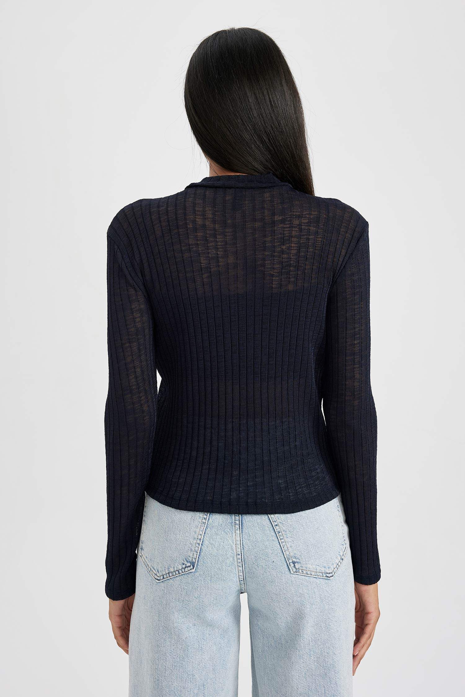 T-Shirt Coupe Slim demi-Col de Tortue à Manches Longues