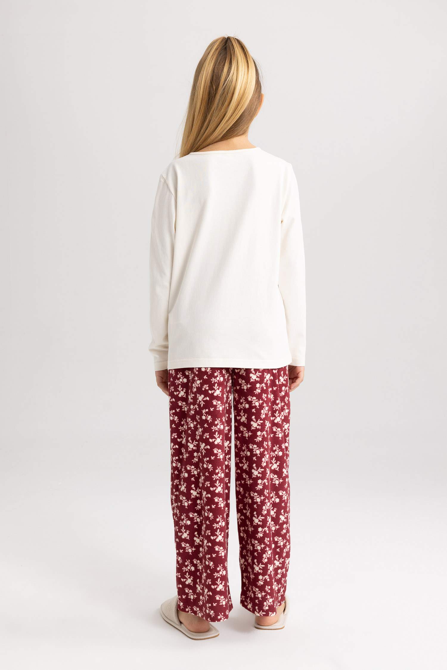 Kız Çocuk Mini Me Pijama Takımı Penye Baskılı Uzun Kollu Üst Beli Lastikli Uzun Alt