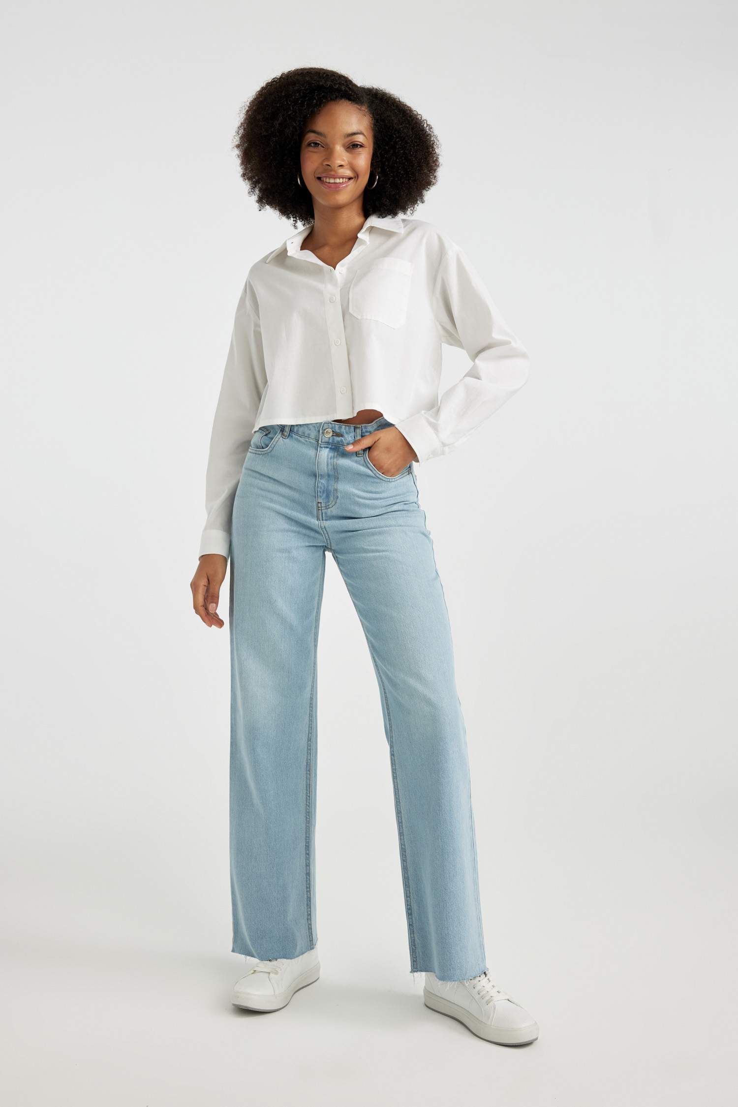 Wide Leg High Waist Ankle Length Jeans