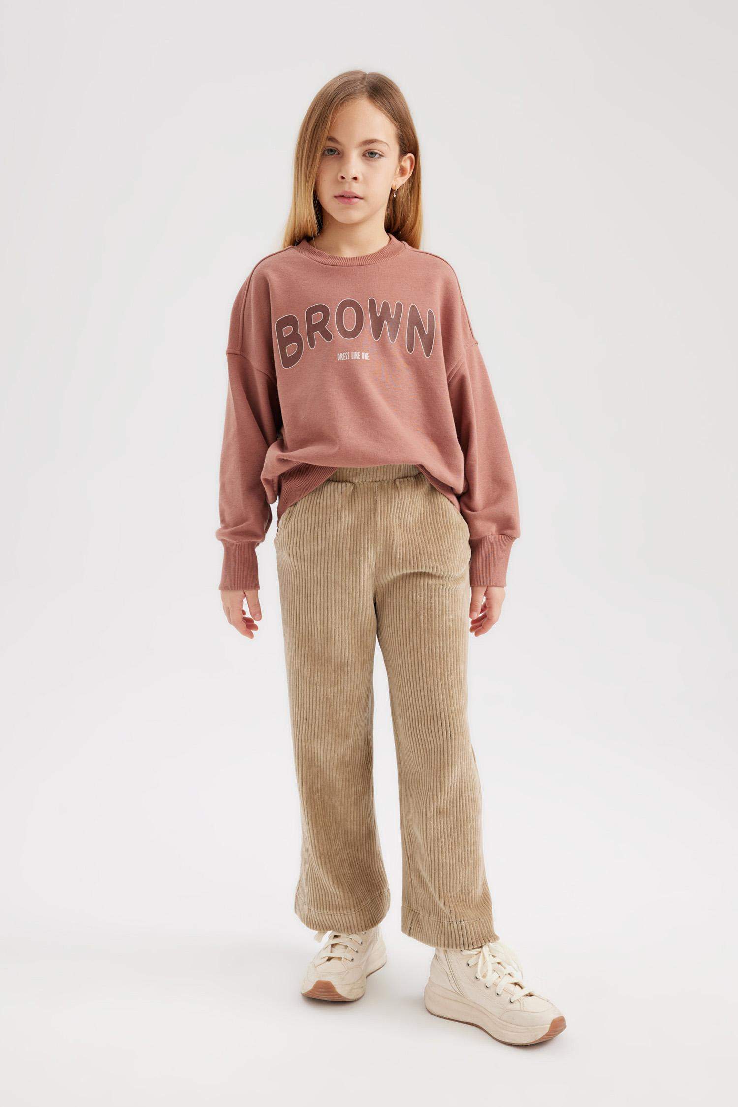 بنطلون سويت بانتس بناتي وايد ليج قطيفة