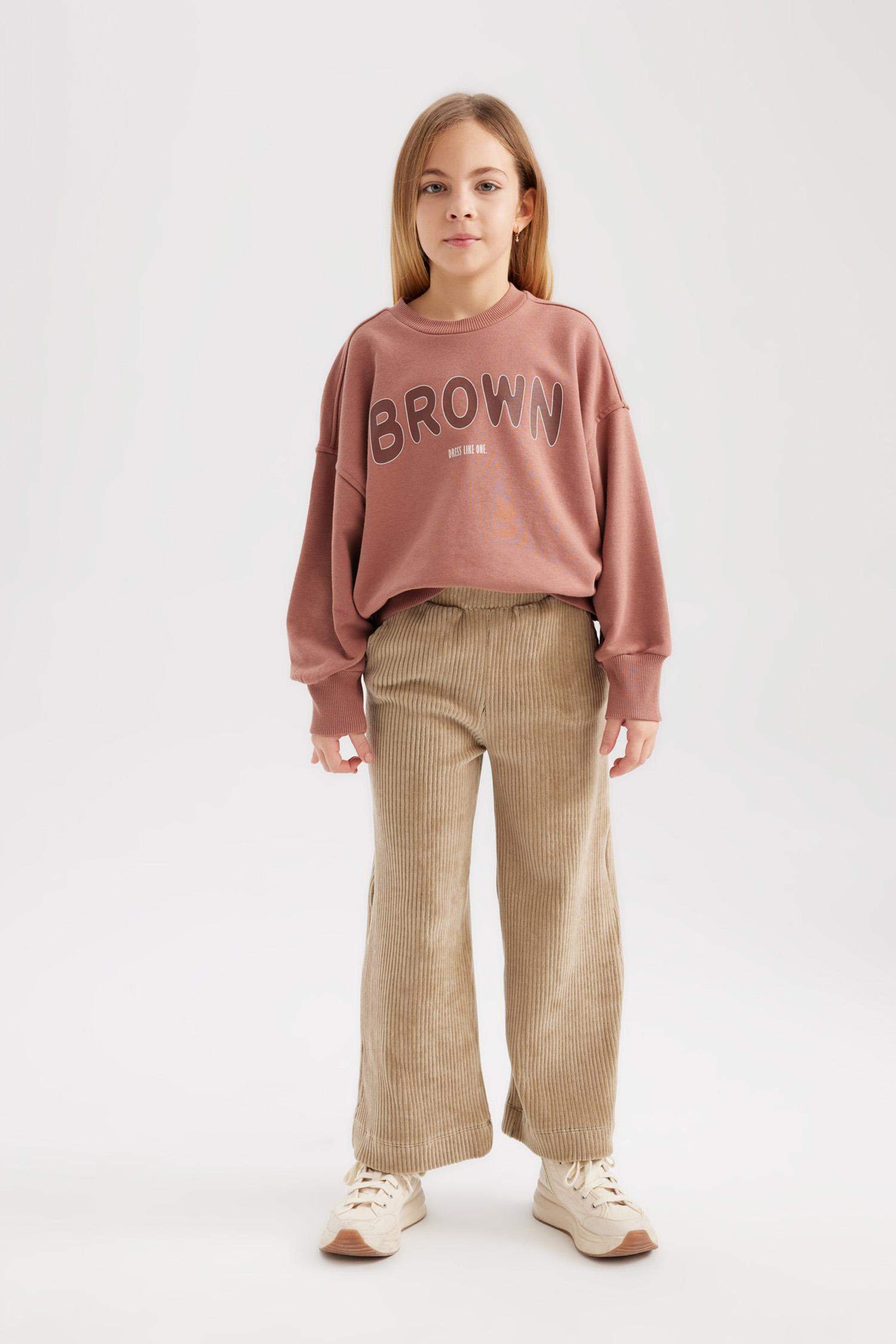 بنطلون سويت بانتس بناتي وايد ليج قطيفة