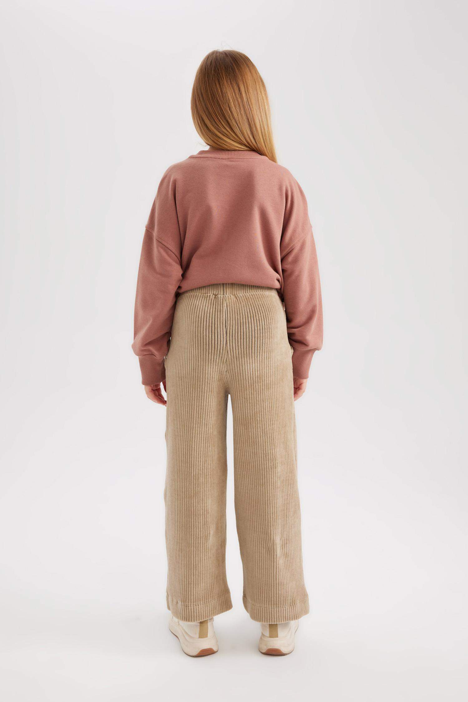 بنطلون سويت بانتس بناتي وايد ليج قطيفة