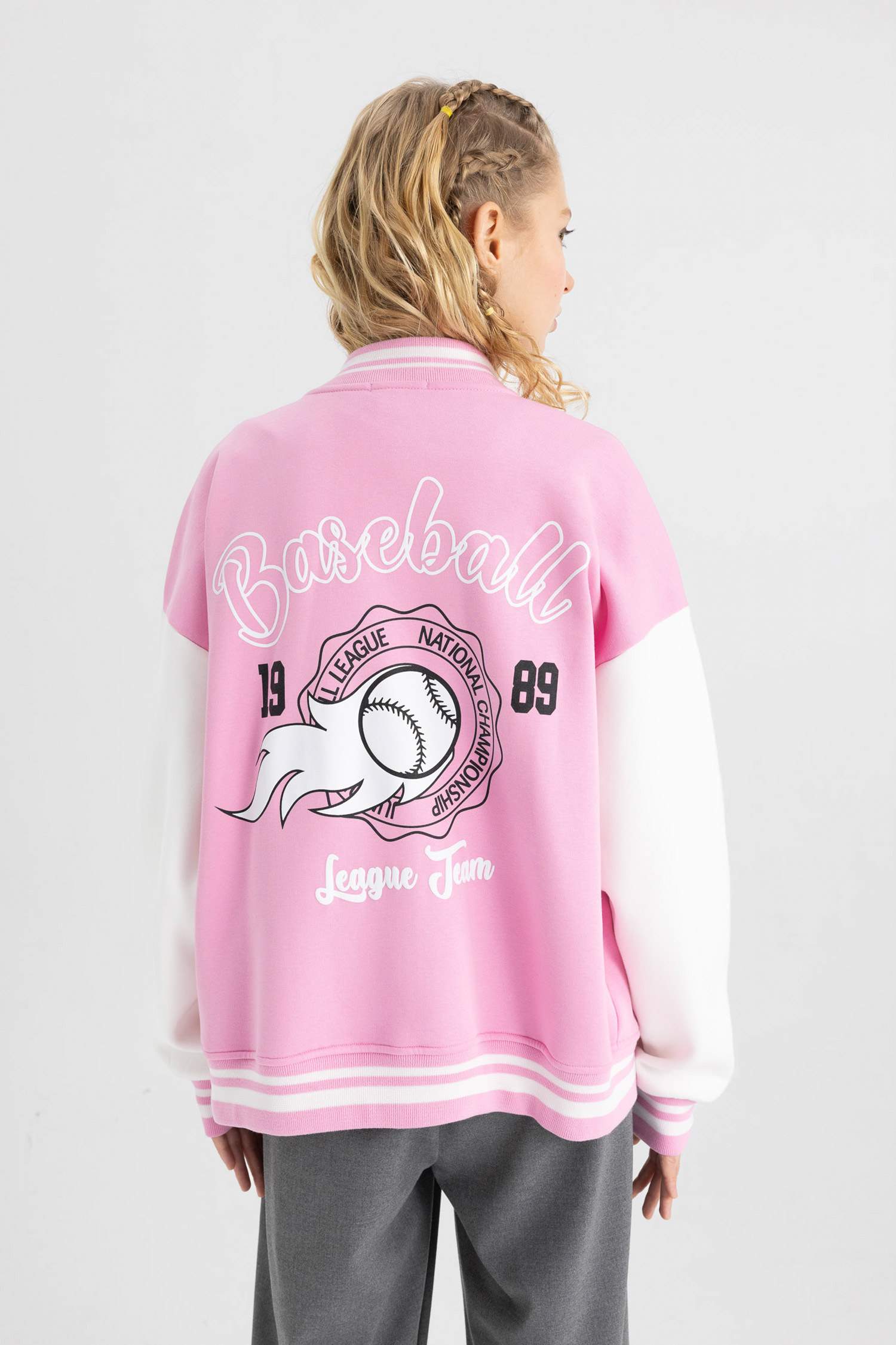 Coool Oversize Fit Thick Sweatshirt Fabric Bomber Jacket