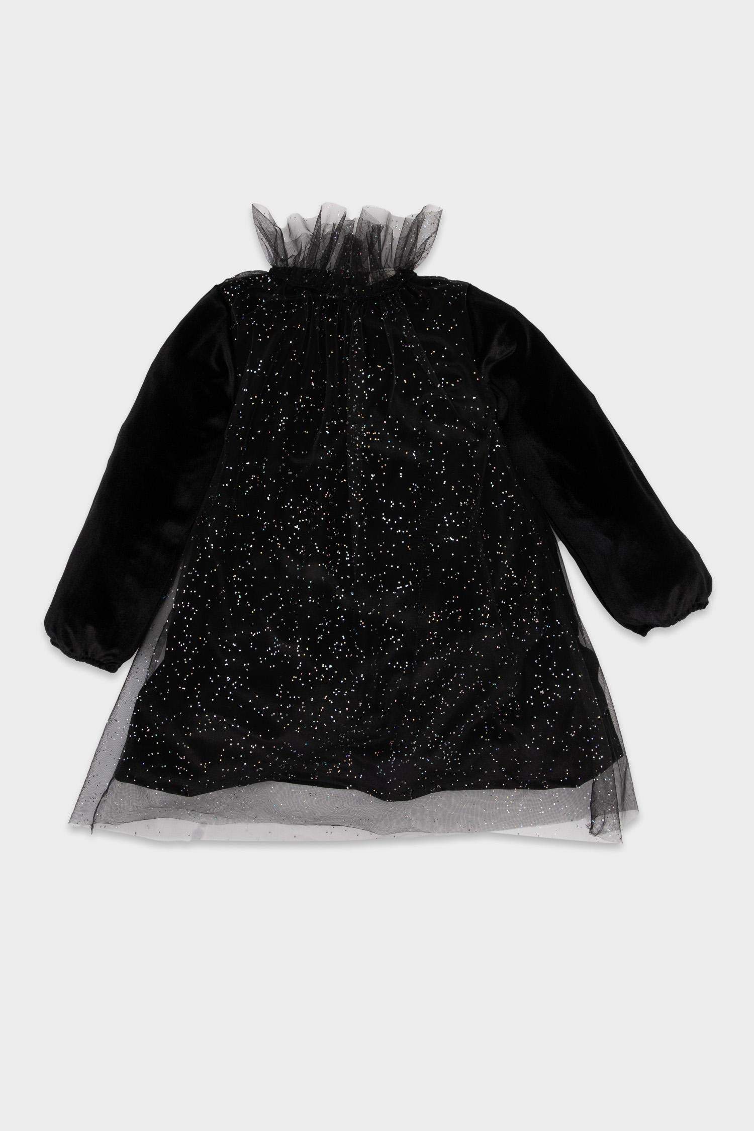 Kız Bebek Yılbaşı Temalı Puantiye Uzun Kollu Kadife Elbise