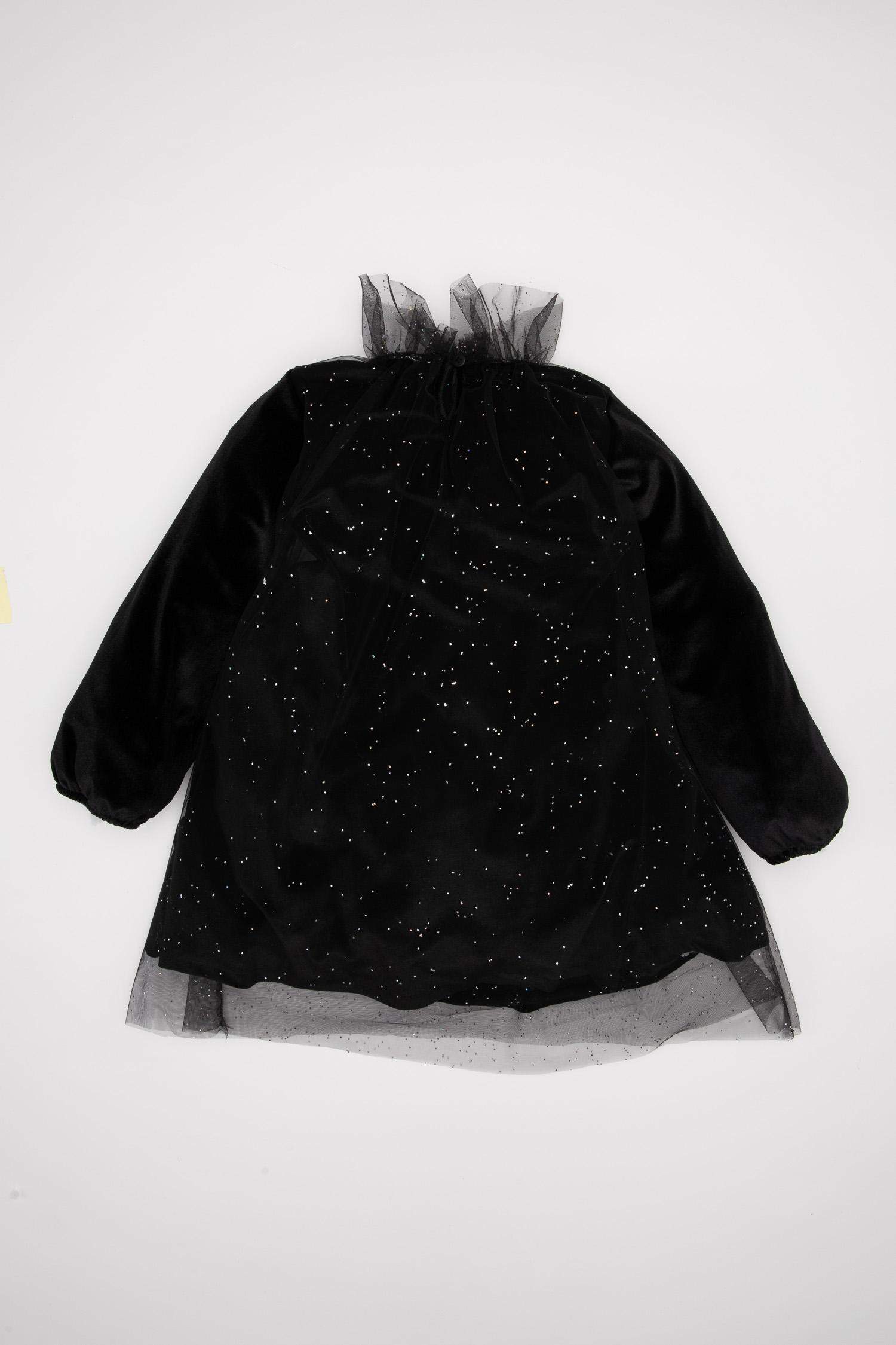 Kız Bebek Yılbaşı Temalı Puantiye Uzun Kollu Kadife Elbise