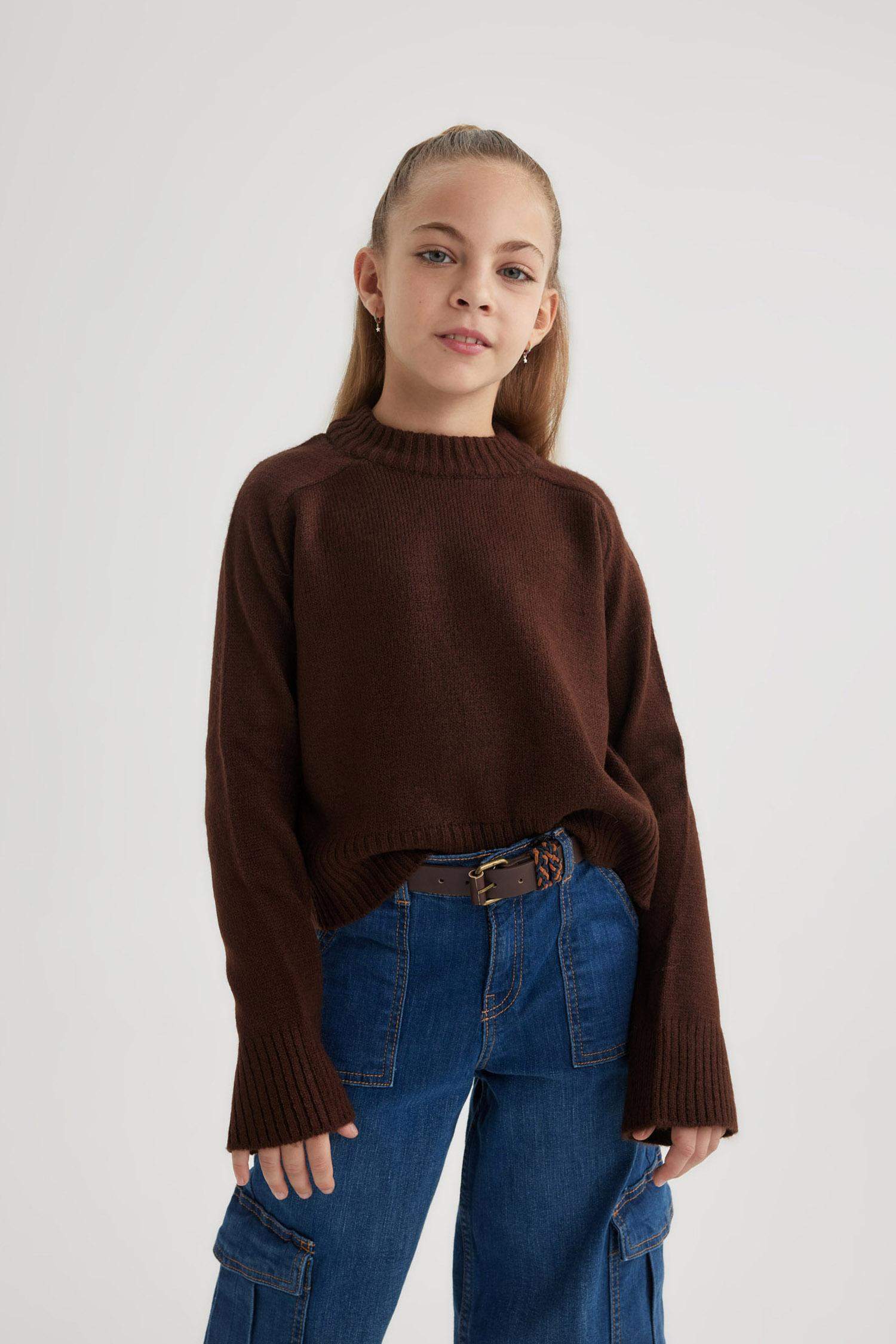 Girl Crew Neck Knitted Pullover